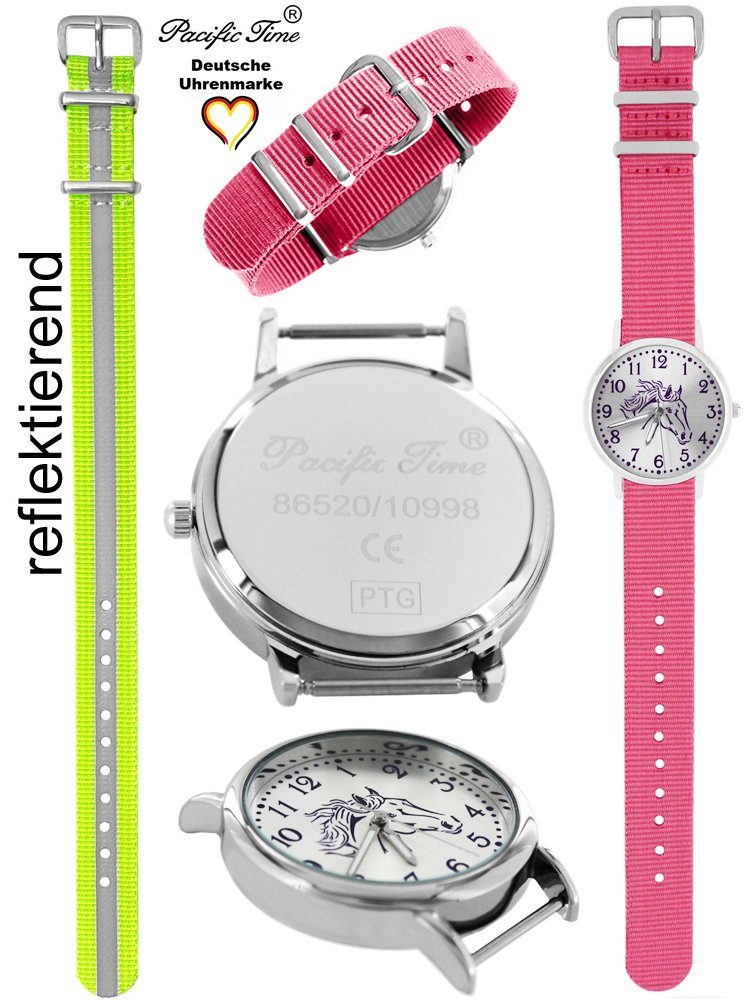Pacific Time Pferd Mix Set Gratis rosa violett Versand Quarzuhr Match gelb Design - und Reflektor und Armbanduhr Kinder Wechselarmband