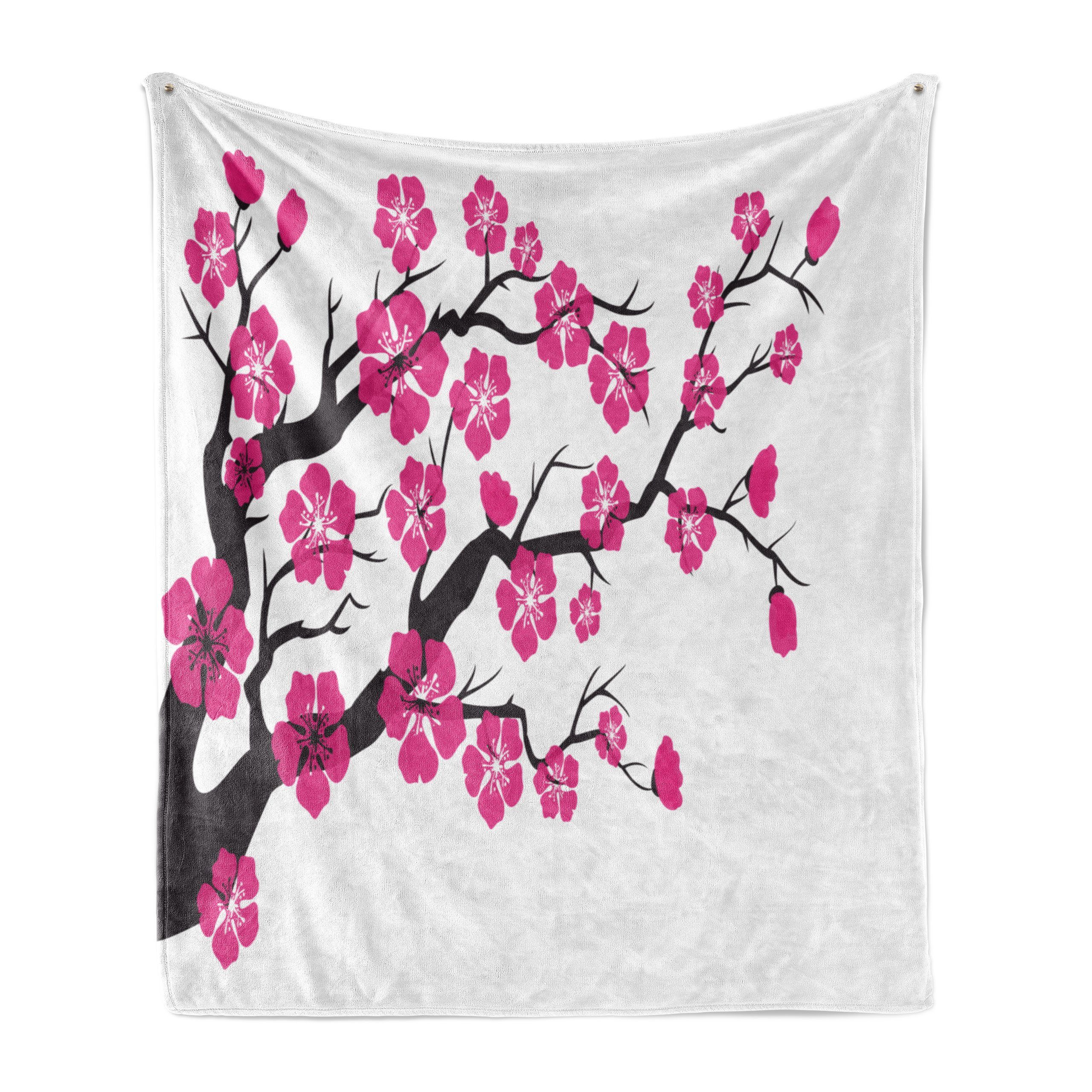 Wohndecke Gemütlicher Plüsch für den Innen- und Außenbereich, Abakuhaus, Kirschblüte Floral Sakura Baum