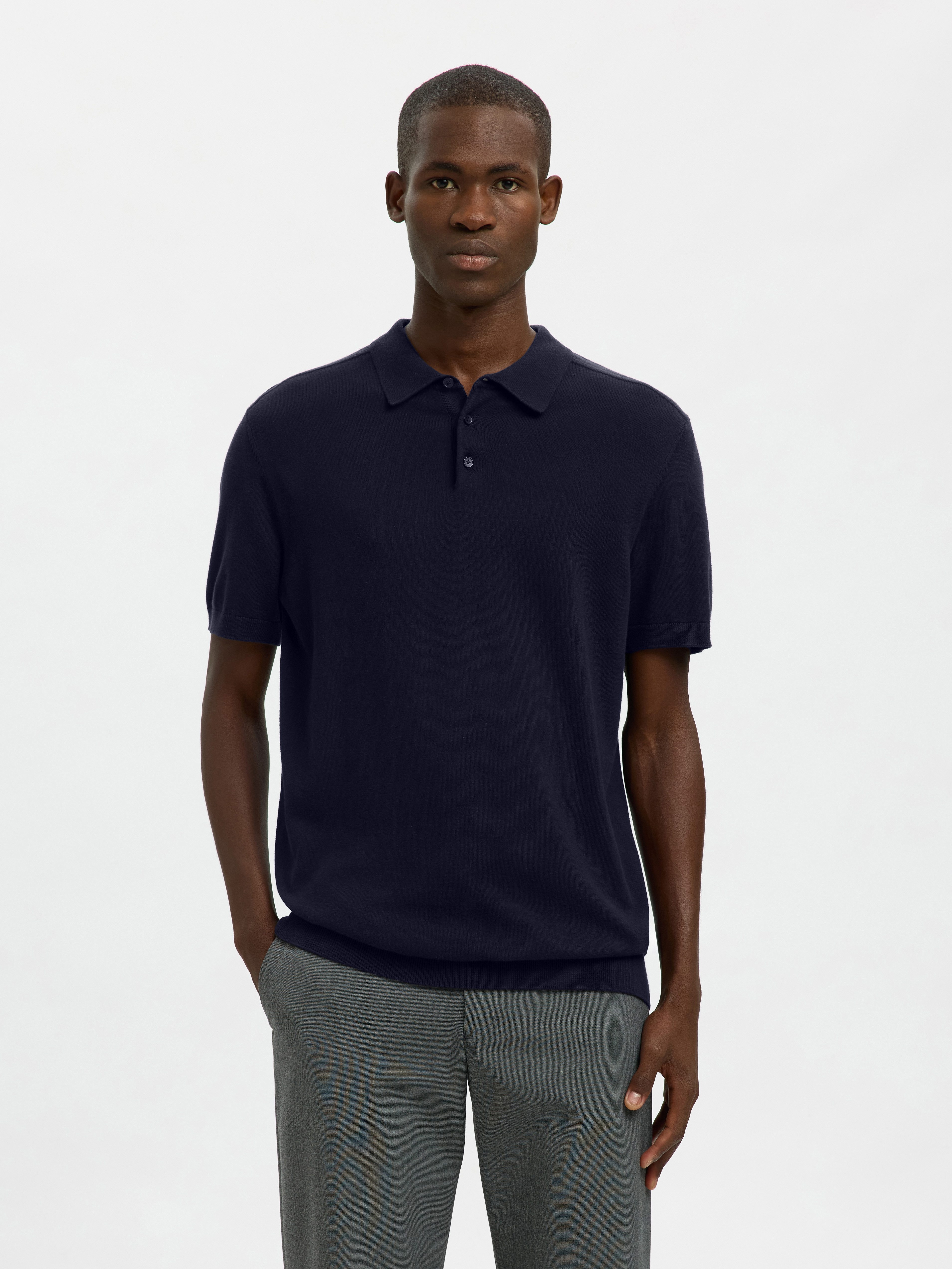 Selected Poloshirt SLHBERG SS KNIT POLO NOOS aus Feinstrick günstig online kaufen