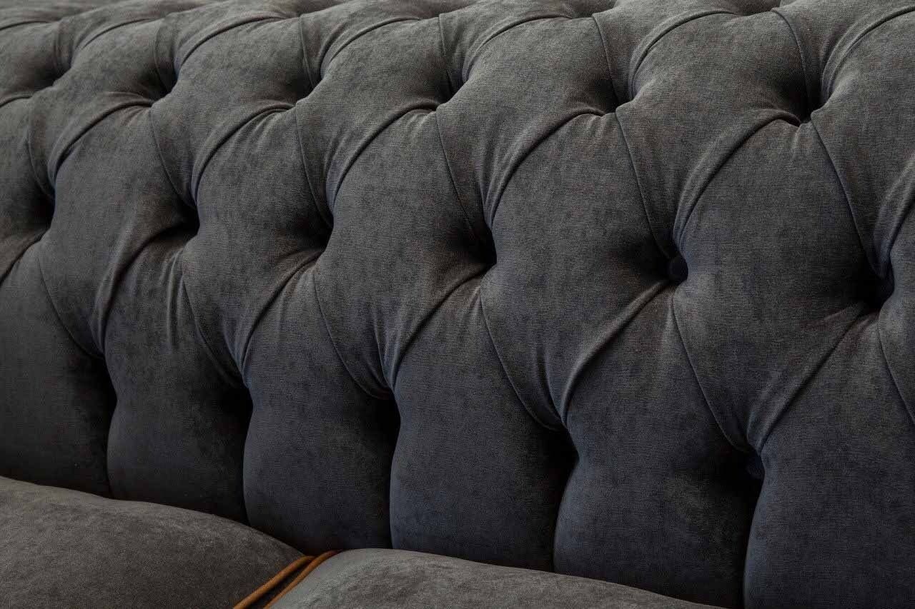 JVmoebel Sofa Chesterfield In Made Sitzer Europe Zweisitzer, Luxus Sofa Couch Grauer Polster 2