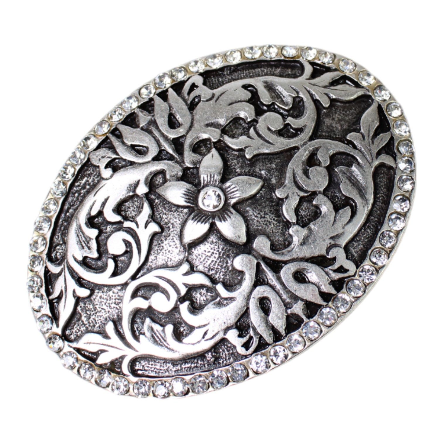 FRONHOFER Gürtelschnalle 17419 (1-St) Breite 4 cm, Metall, Blumenmuster, Trachtenschnalle