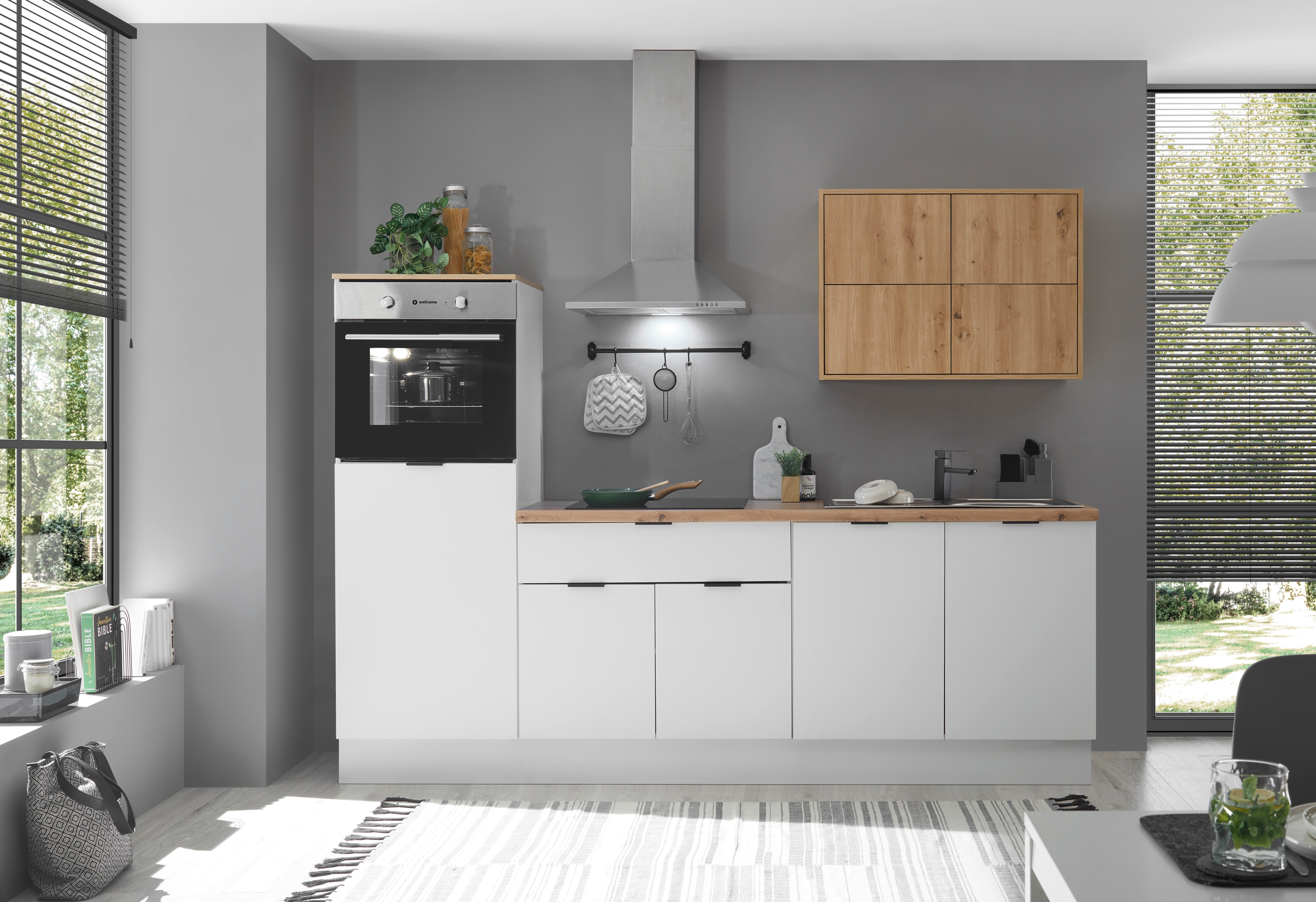 KOCHSTATION Küchenzeile KS-Georgia, mit 38mm starker Arbeitsplatte, Breite 250 cm, wahlweise mit E-Geräten und Kühlschrank – Bild 2 von 5