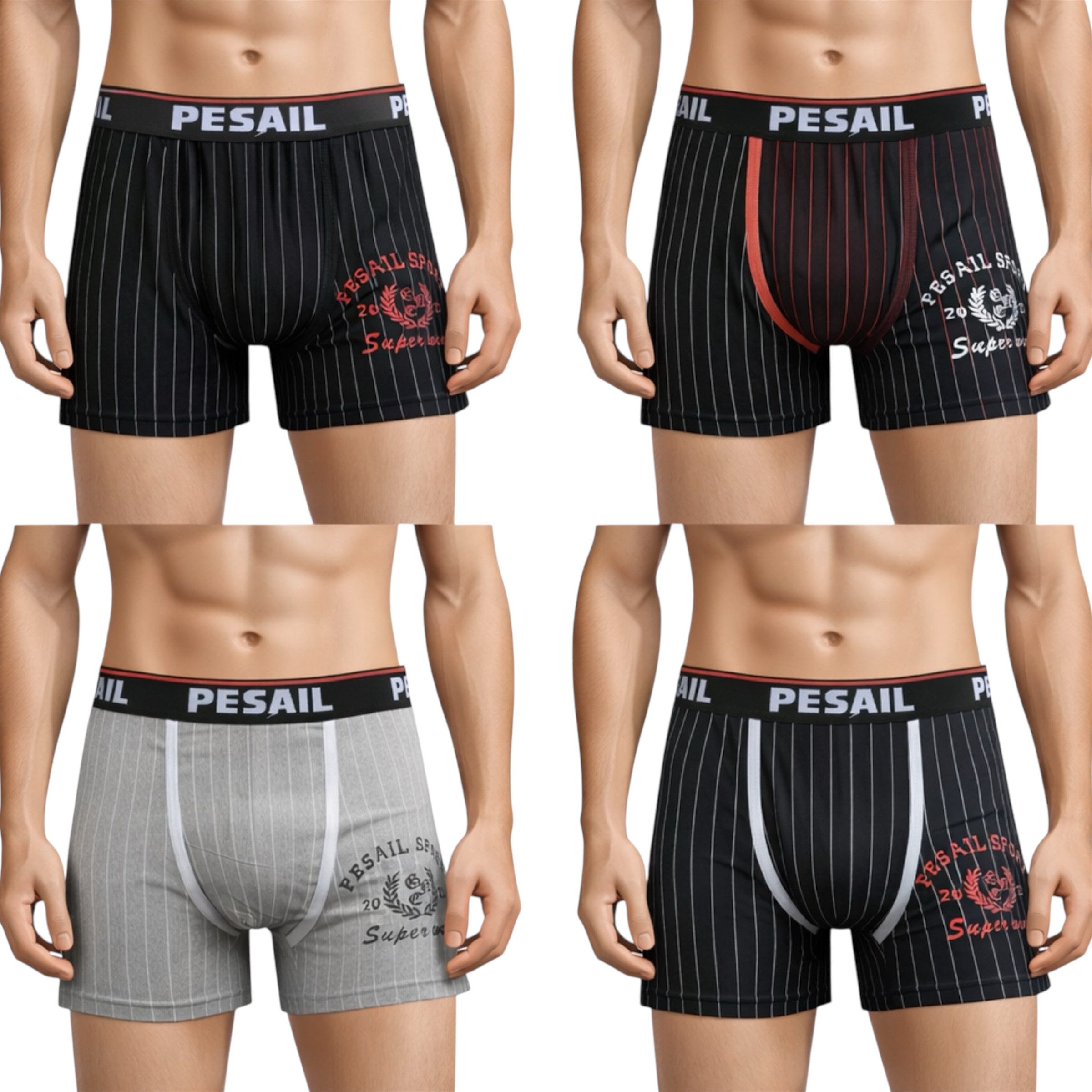 DDOnlineShop Boxershorts Herren Unterhosen Slips aus Baumwolle (Spar-Set, 4-St., 4er-Pack) M L XL XXL XXXL Pe-GW86325