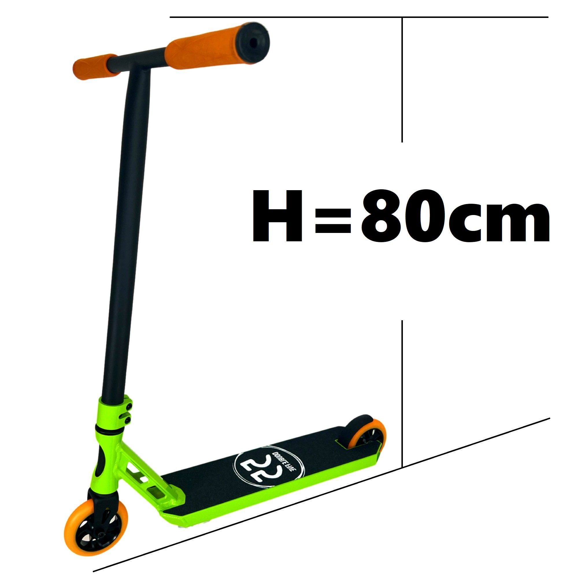 Five 55 Stuntscooter 55 Five Grün/Orange Double H=80cm Double Stunt-Scooter