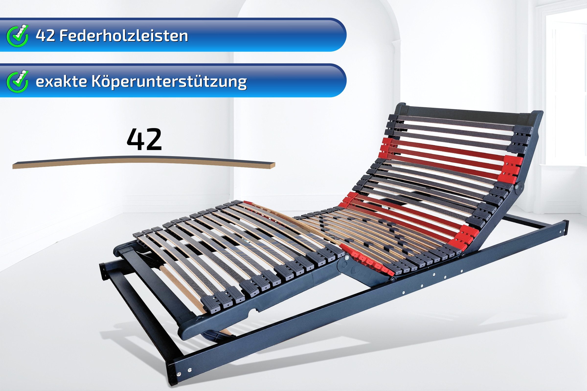 Lattenrost mit Motor Terra Med Flachmotor Elektrisch (Bettkastengeeignet) komplett Montiert, Matratzen Perfekt, Kopfteil elektrisch, Fußteil elektrisch, Größen 90x200cm, 100x200cm, 120x200cm 140x200cm,80x200cm, 90x190cm, kein Raumbedarf unterhalb des Rahmens, mit Härteverstellung
