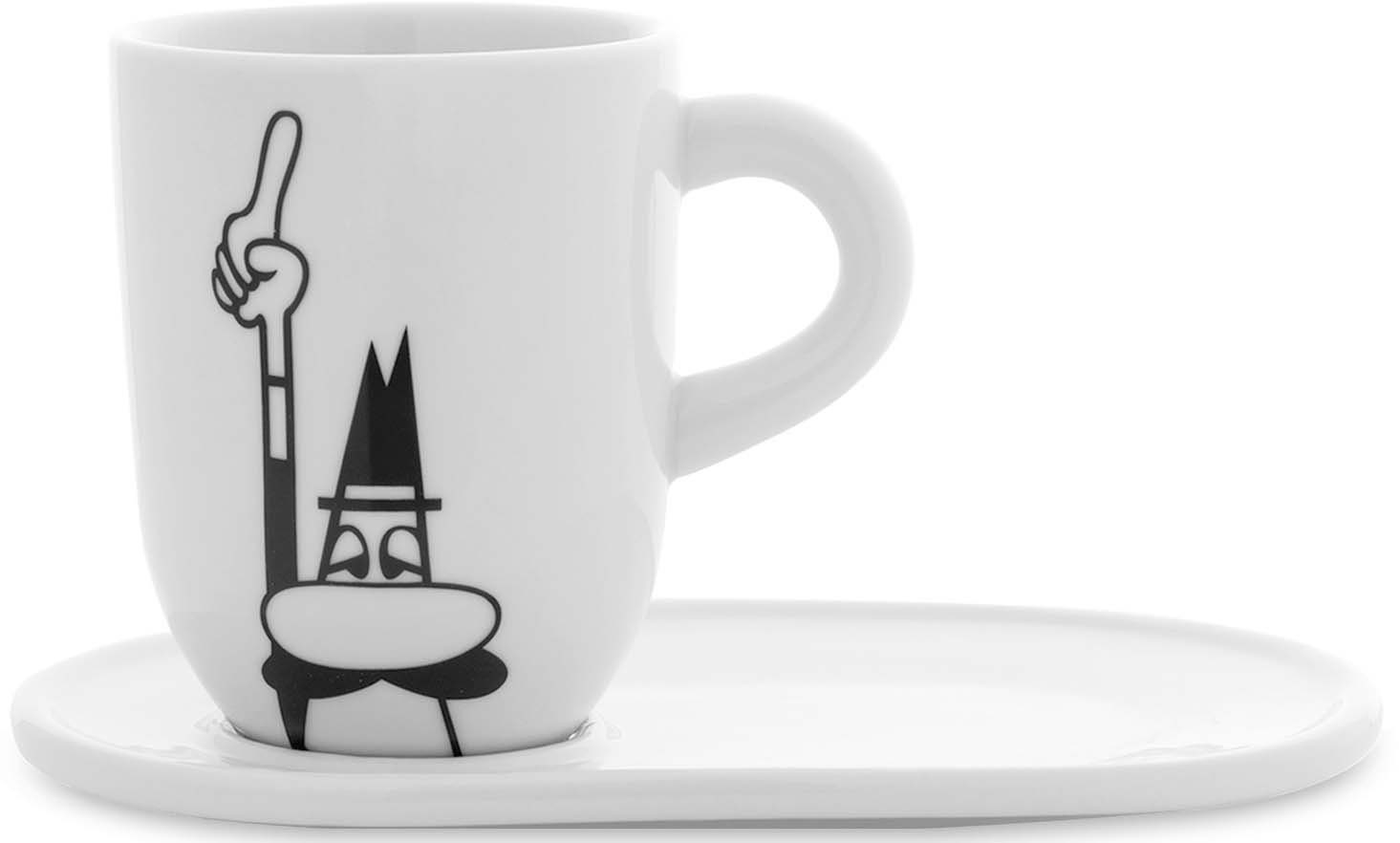 [Sonderpreis für begrenzte Menge] BIALETTI Becher, Porzellan, mt unverwechselbaren 2-teilig ml, dem Bialetti-Männchen, 340