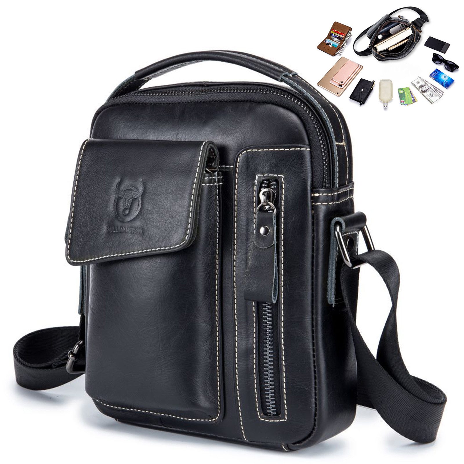 OKWISH Umhängetasche Henkeltasche Aktentasche Tragetasche Vintage Tasche (Arbeitstasche mit Griff Schultergurt, Kunstledertasche, Unitasche, Freizeittasche, Bürotasche), für Büro Schule Shopping City Geschenkidee Alltag usw.
