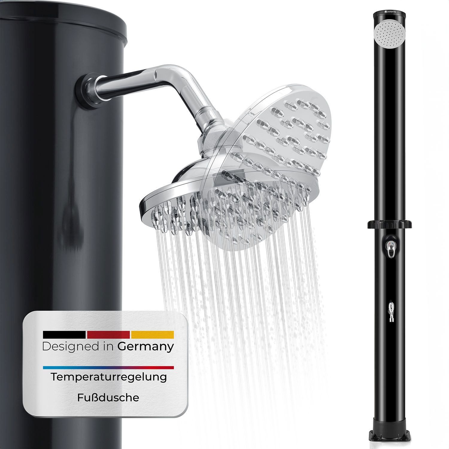 Juskys Solardusche Victoria, 35 L, schwenkbarer Duschkopf, stufenlose bis 60 °C, plus Fußdusche