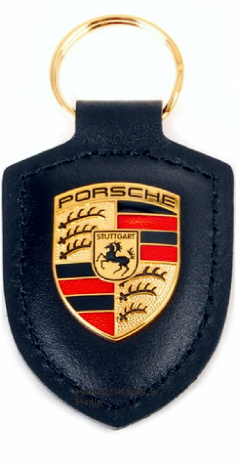 Porsche Schlüsselanhänger Wappen Porsche schwarz Leder Schlüsselanhänger