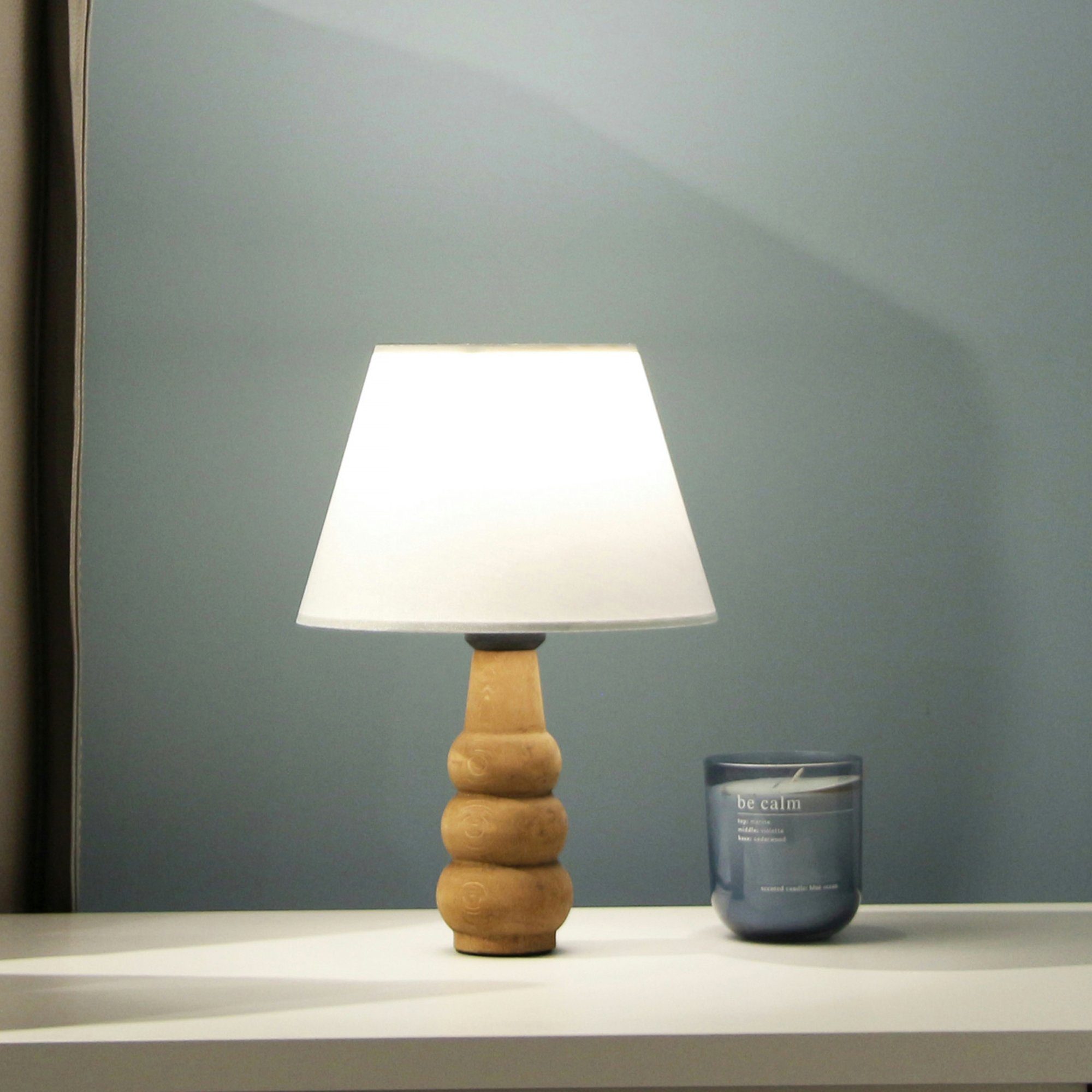 Tischlampe Tischleuchte, Nachttischlampe Weiß x Leuchtmittel, 1 ohne Holz »Poole« E27 lux.pro