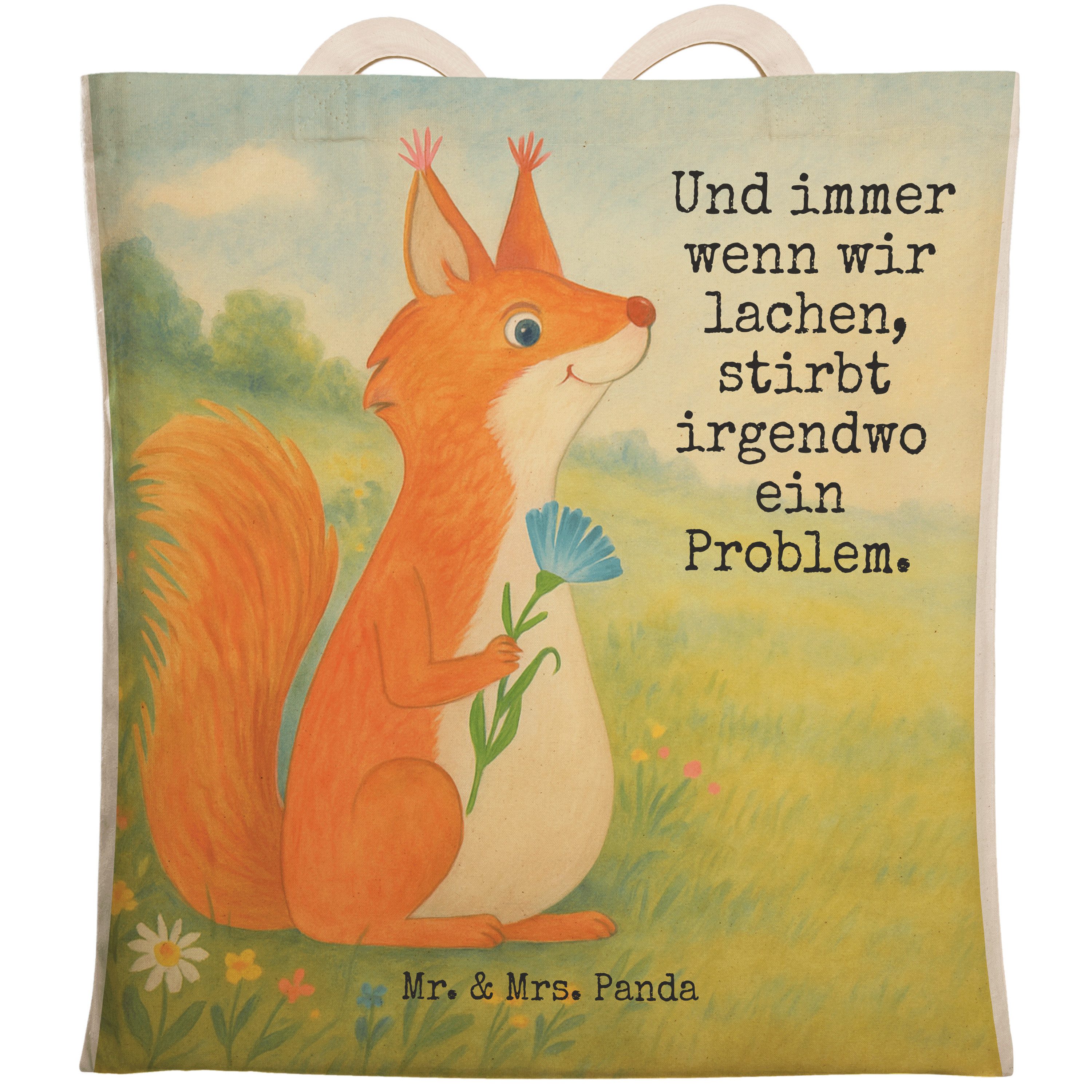 Tragetasche Eichhörnchen Blume Design, shopping bag, Weiß, Spaß, Motivation Sprüc