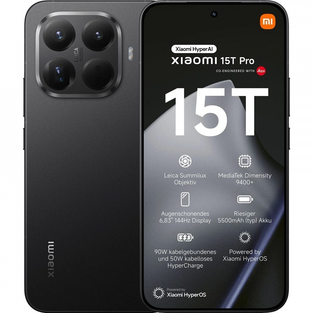 Xiaomi 15T Pro 5G 1 TB / 12 GB - Smartphone - schwarz Smartphone (6,83 Zoll, 1000 GB Speicherplatz)
