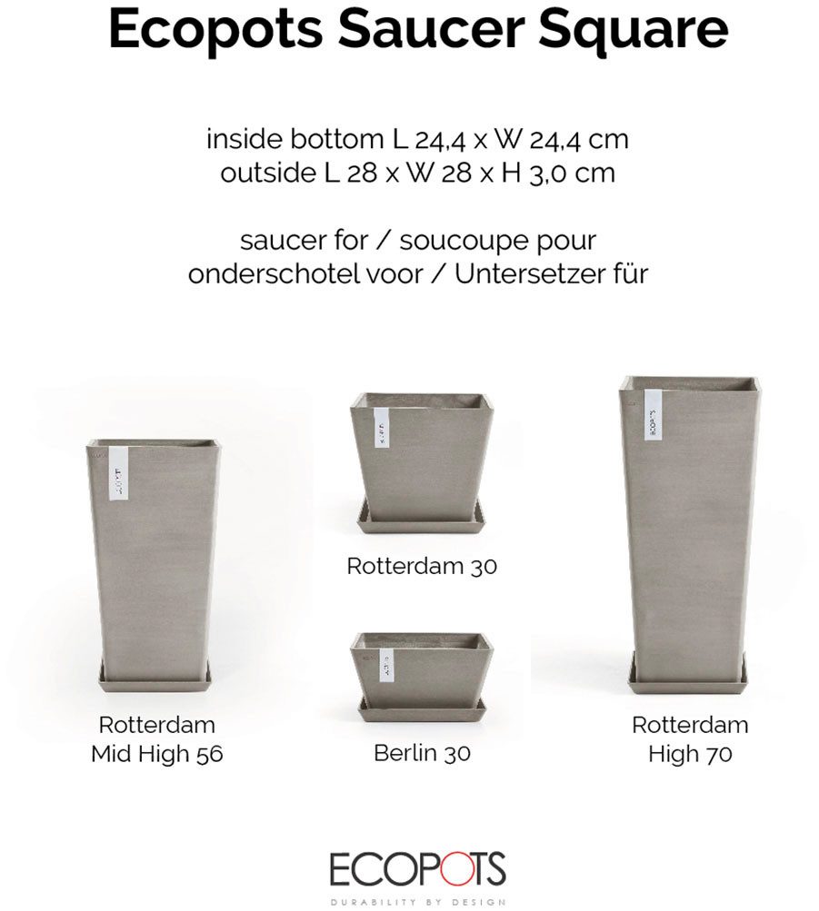ECOPOTS Blumentopfuntersetzer ROUND SAUCER Taupe, BxTxH: 28x28x3 cm günstig online kaufen