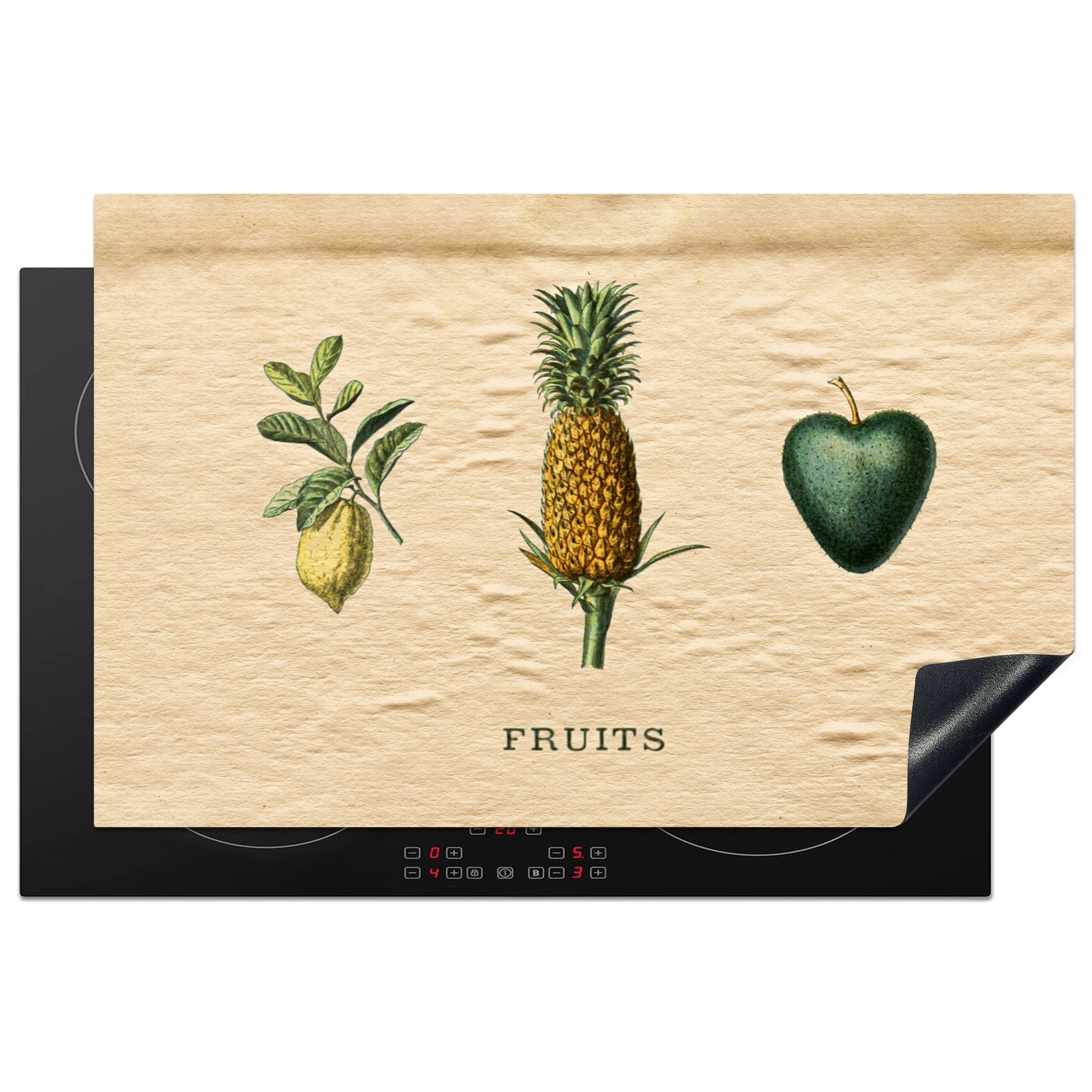 MuchoWow Herdblende-/Abdeckplatte Obst - Lebensmittel - Ananas, Vinyl, (1 tlg), 81x52 cm, Induktionskochfeld Schutz für die küche, Ceranfeldabdeckung