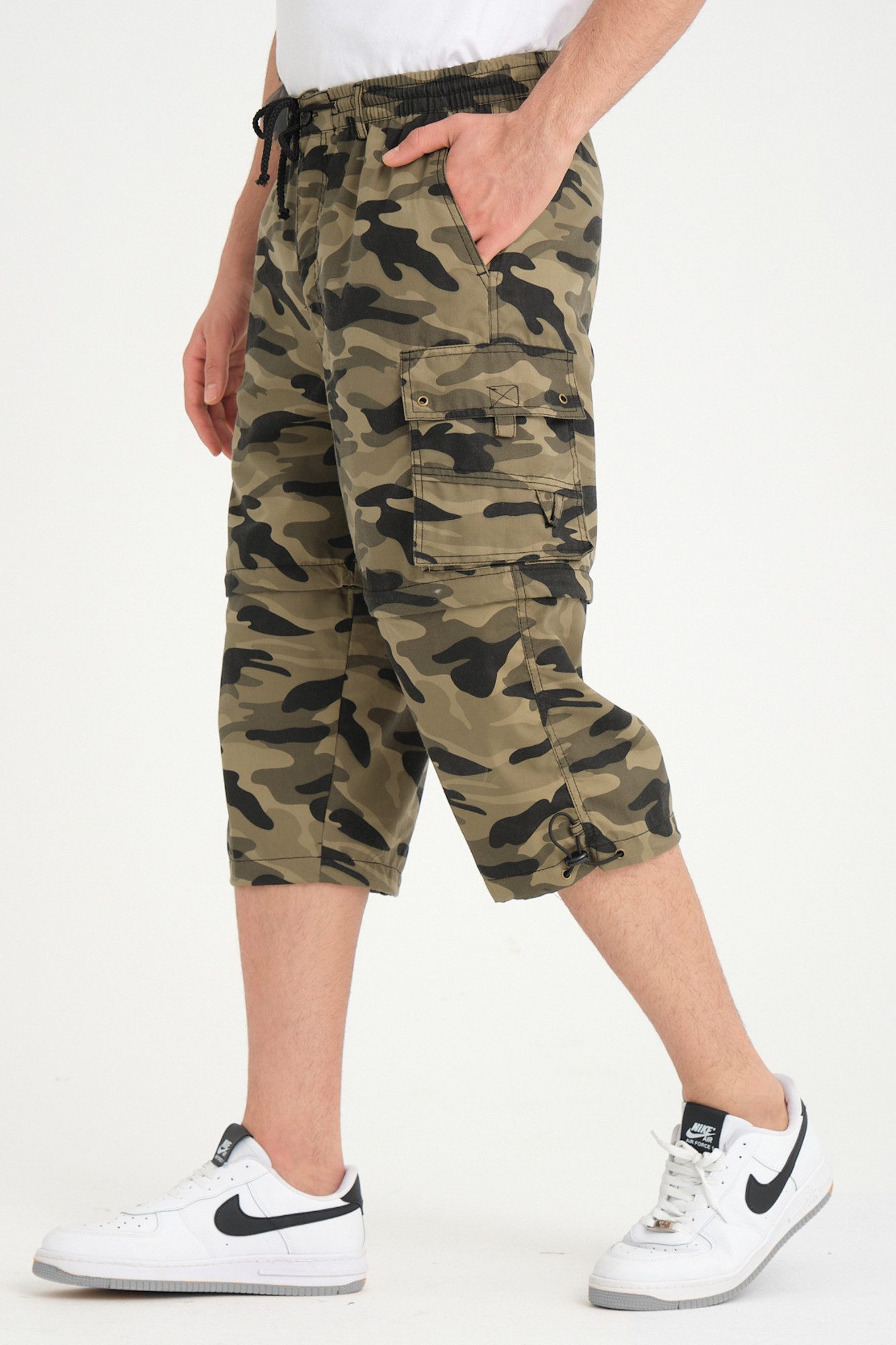 Kendindza Collection Cargoshorts Zipp Off Bermuda Shorts Herren kurze Hose 3/4 Hose Cargo Camouflage Taschen abnehmbare Beine kurze Hose Herren Cargoshorts Sommer