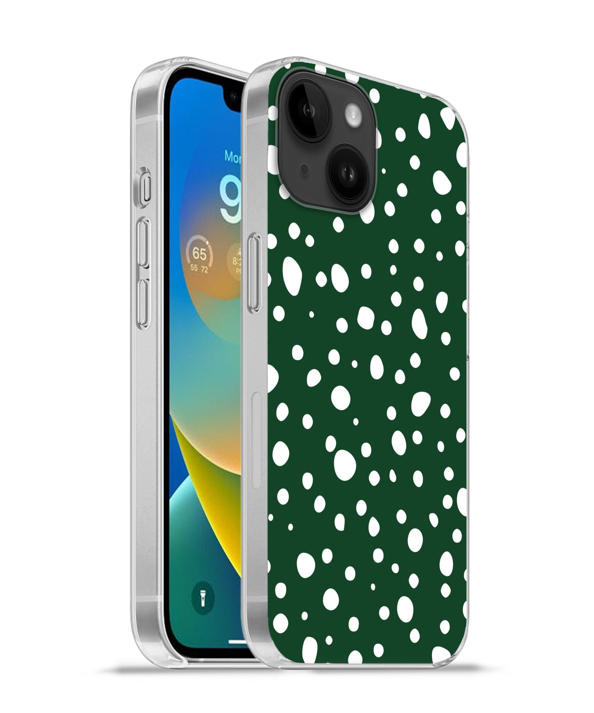 Handyhülle für Apple iPhone 14 Polka dots - Weiß - Grün