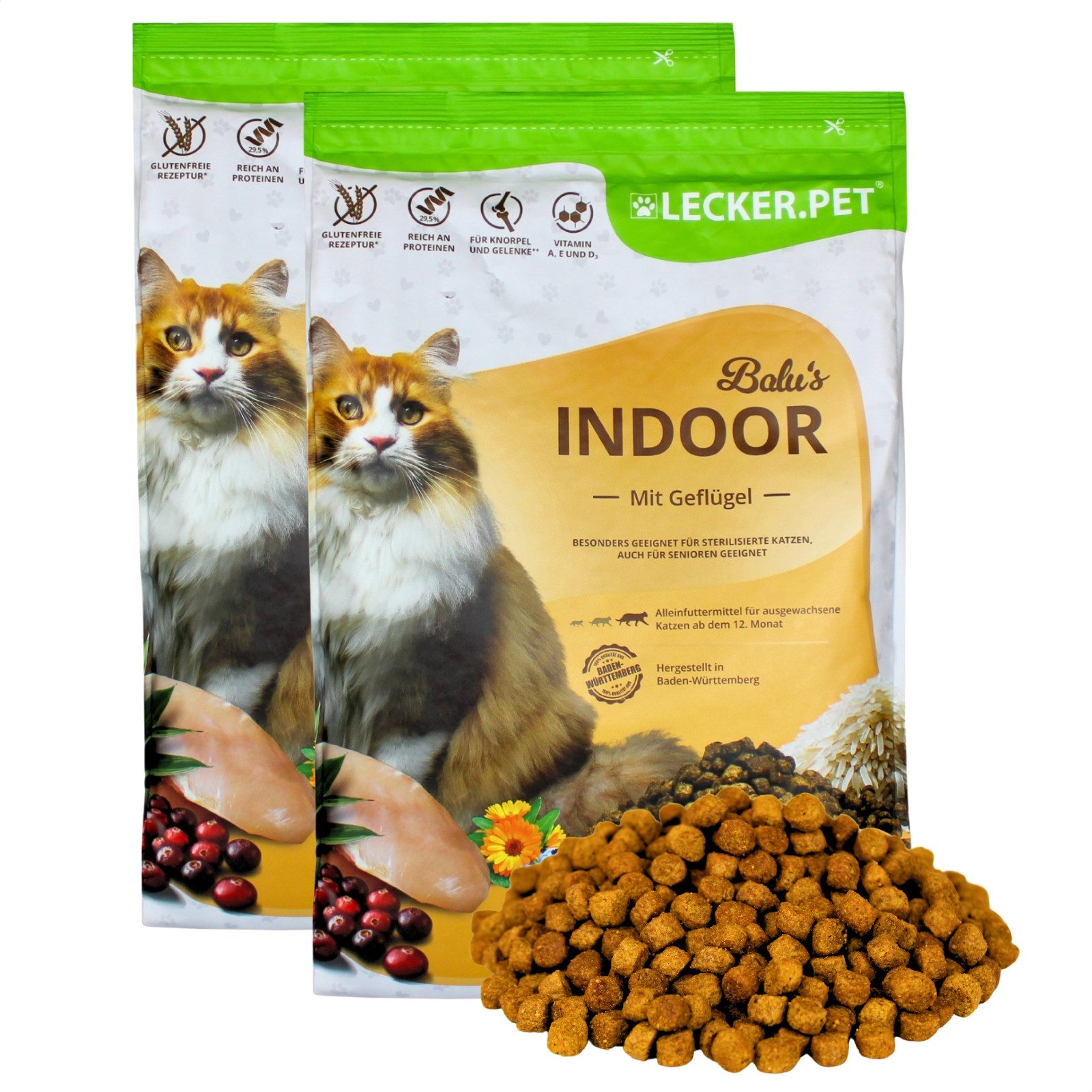 Lecker.Pet 5 kg Lecker.Pet® Balu's Indoor Geflügel Trockenfutter Vollnahrung Geflügel, Trockenfutter für: Katze
