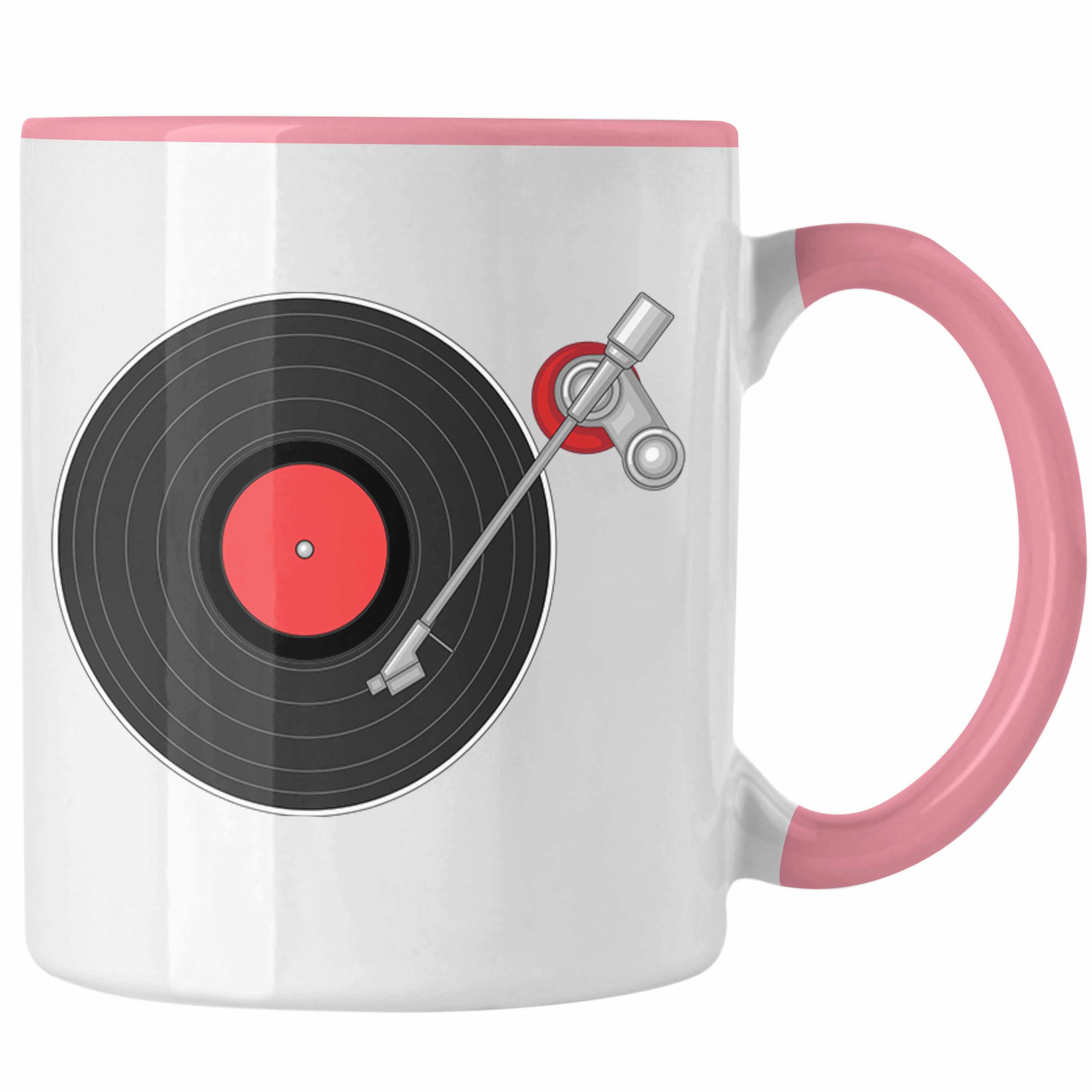 Trendation Tasse Vinyl-Schallplatten Tasse Geschenk Schallplatte Plattenspieler Kaffee- Rosa