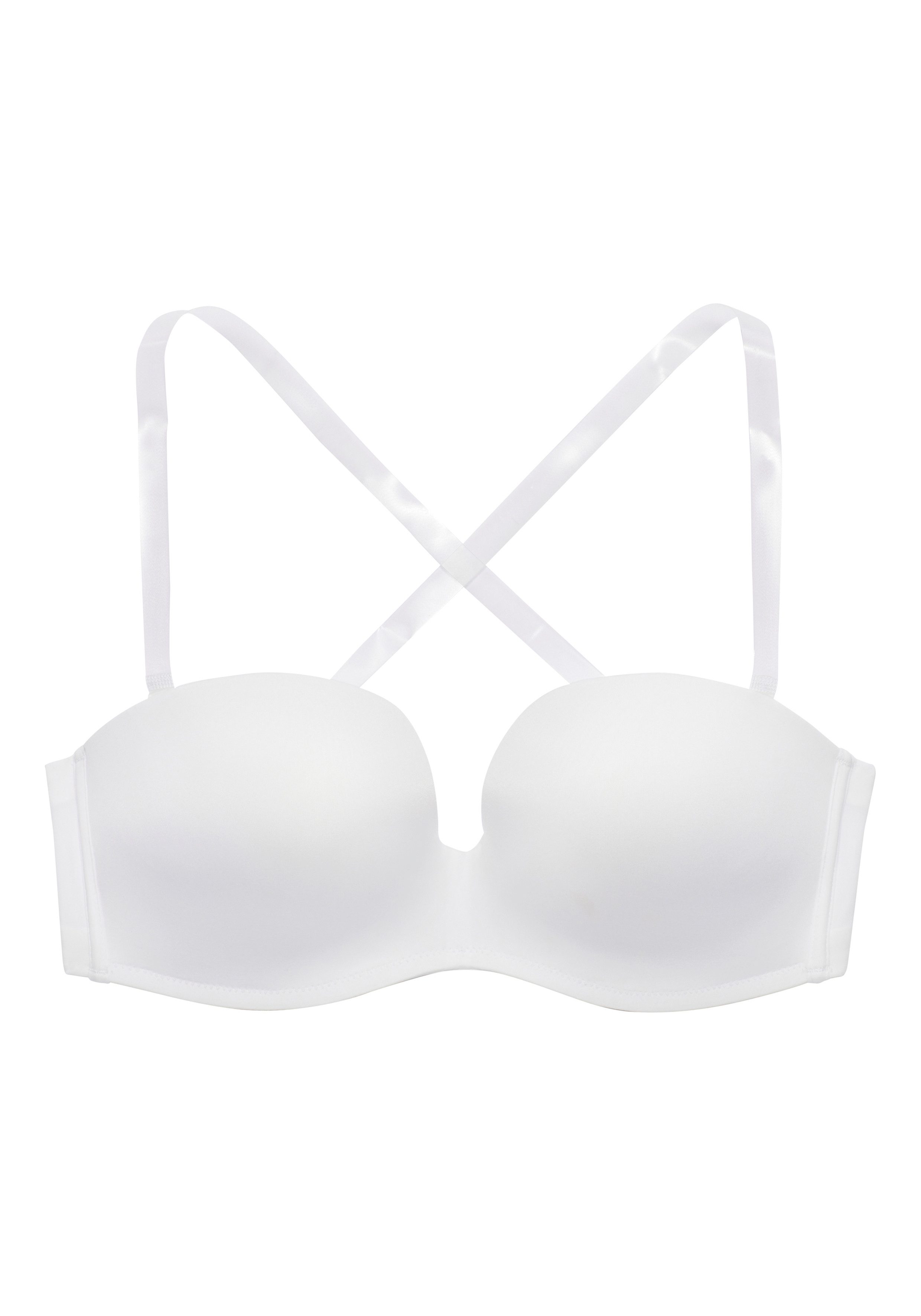 LASCANA Multiway-BH, BH ohne Träger, T-Shirt-BH, Trägerloser BH, Push-up-BH mit 3 Tragevarianten, große Größen, Sommer