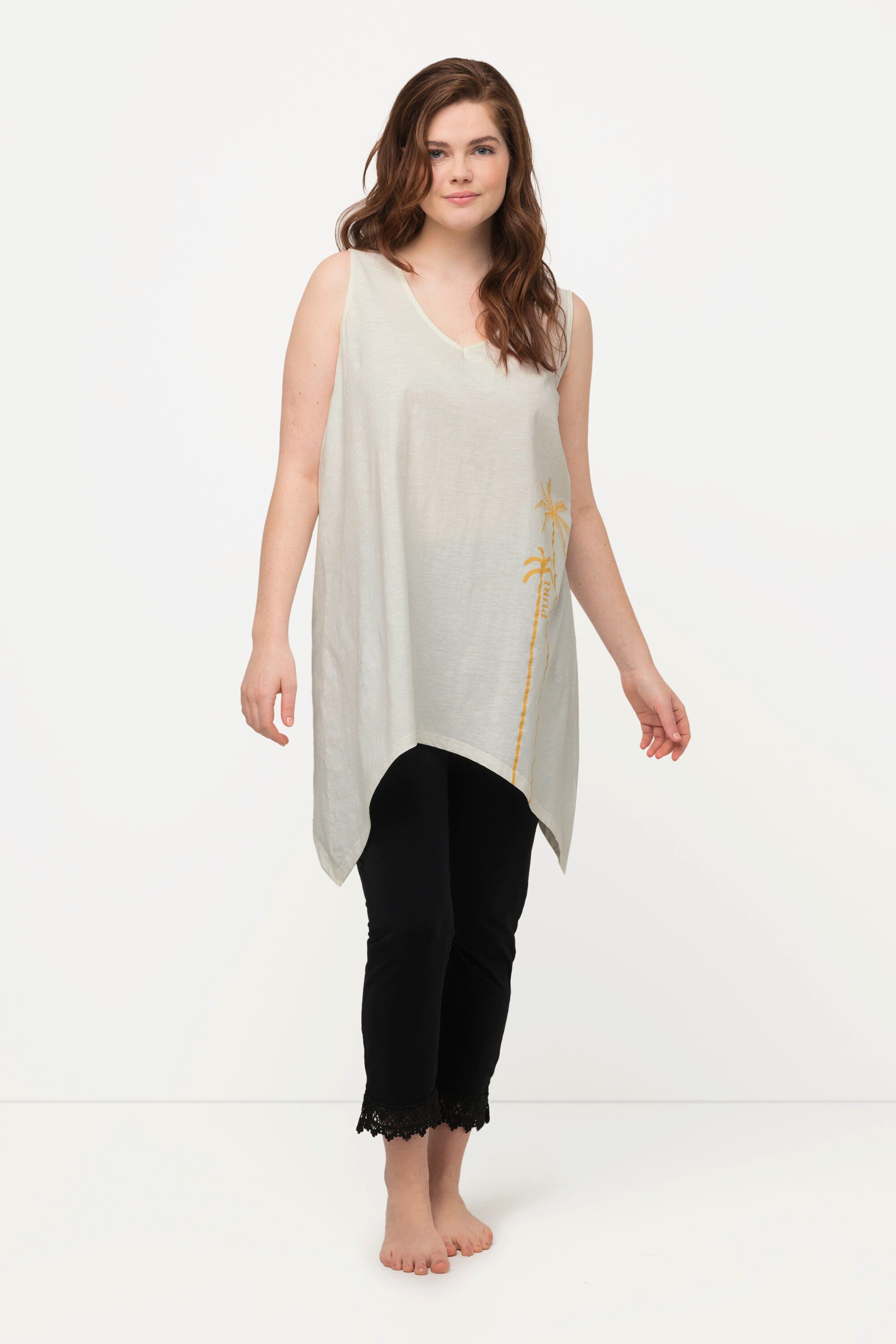 Ulla Popken Longtop Top Zipfelsaum V-Ausschnitt günstig online kaufen
