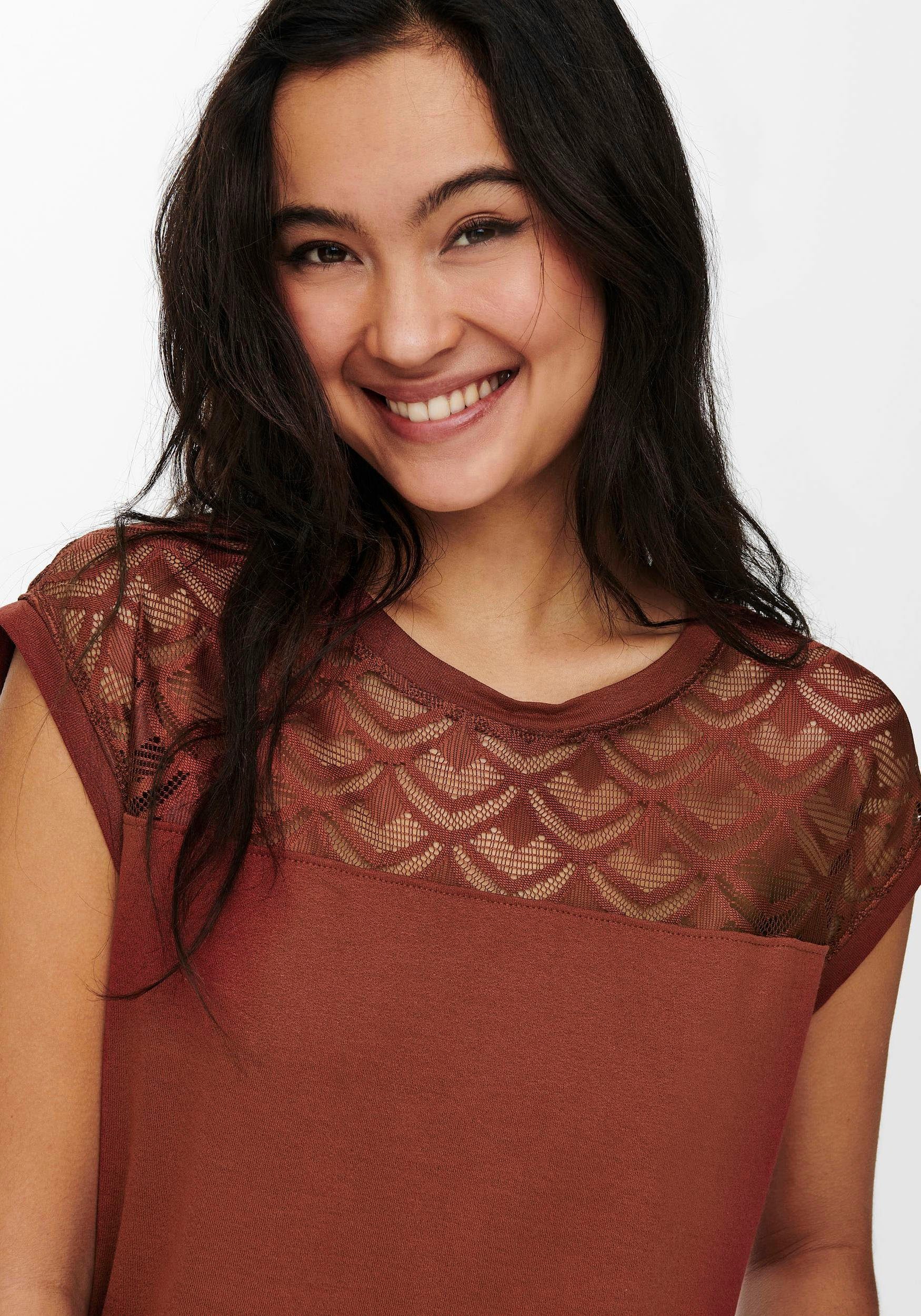 ONLY Spitzenshirt ONLNICOLE LIFE S/S MIX TOP NOOS JRS