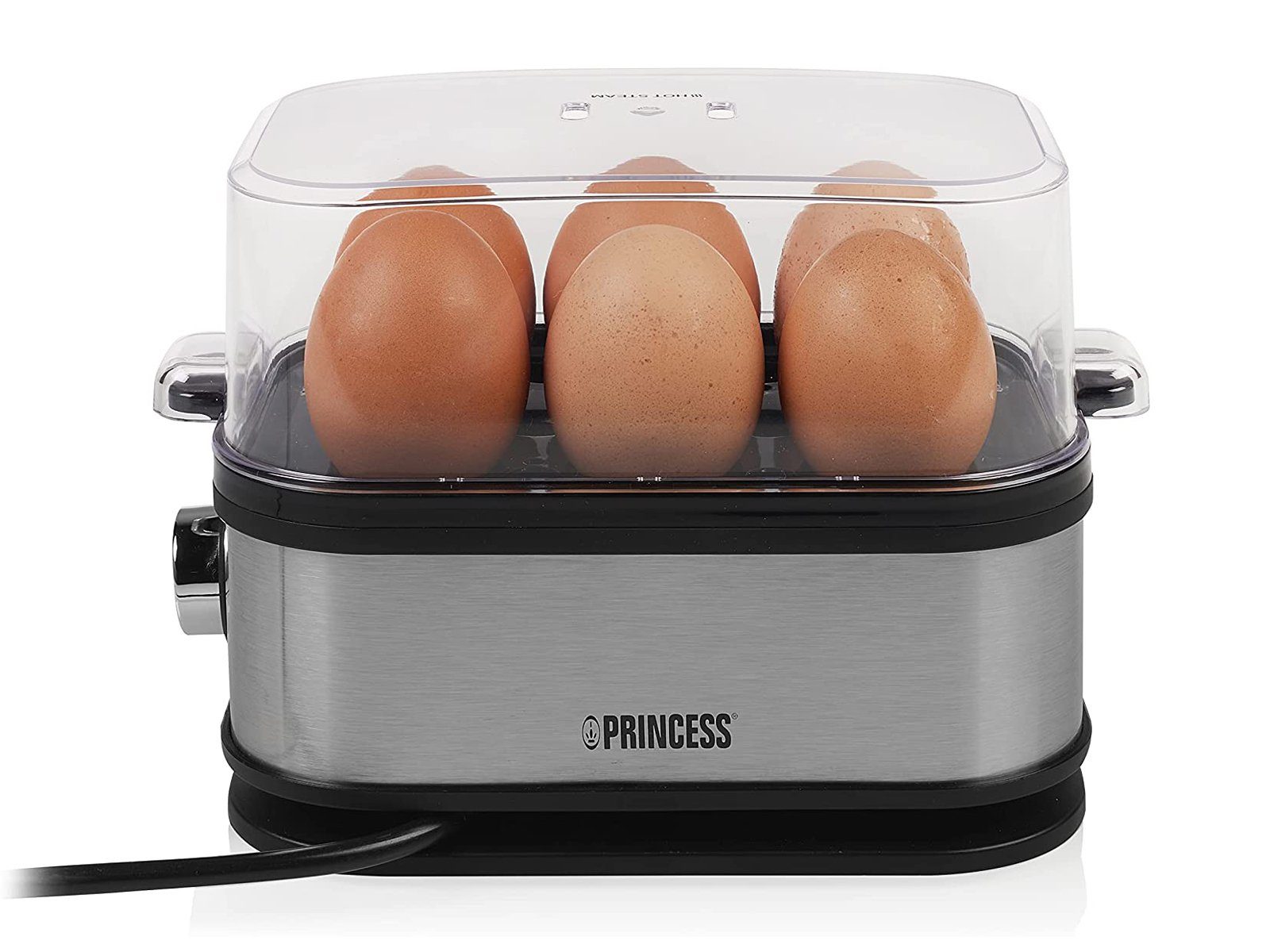 PRINCESS Eierkocher, Anzahl Eier: 400 für W, Eierpiekser Eier St., Messbecher Edelstahl Cooker Egg 6 mit 1,2,3,4,5,6