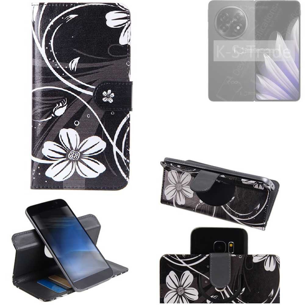 K-S-Trade Handyhülle für Oppo Find N5 CPH2671, Schutzhülle Handyhülle Hülle 360° Wallet Case “Flowers“