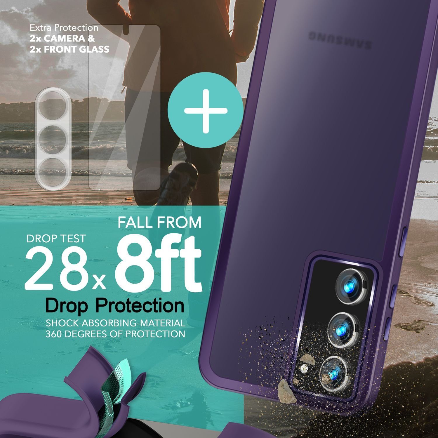 Nalia Smartphone-Hülle Samsung Galaxy S23 15,5 cm (6,1 Zoll), Hybrid Hülle Semi-Transparent Matt / 2x Display- & Kameraschutz / Case