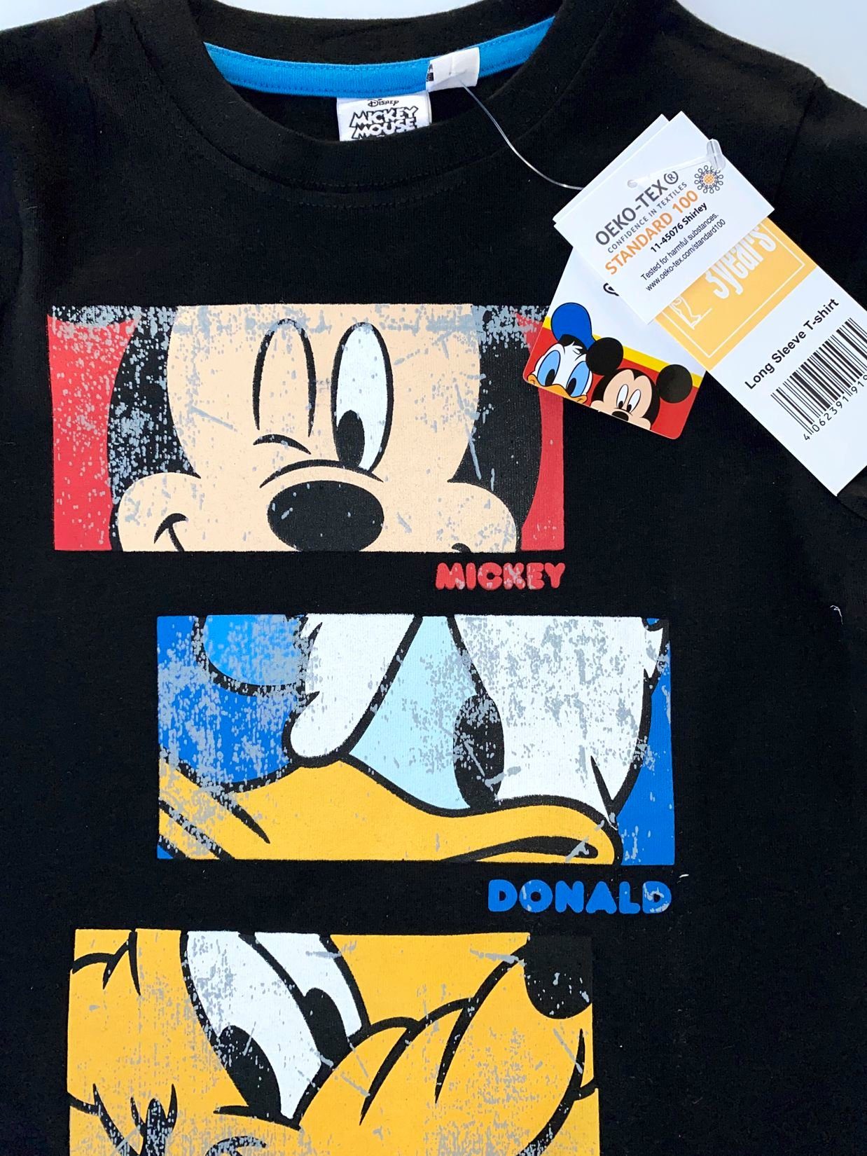Disney Mickey Mouse Sweatshirt Schwarz Kinder Maus 4 3 2 Jahre T-Shirt Mickey 6 5 Longsleeve Langarm