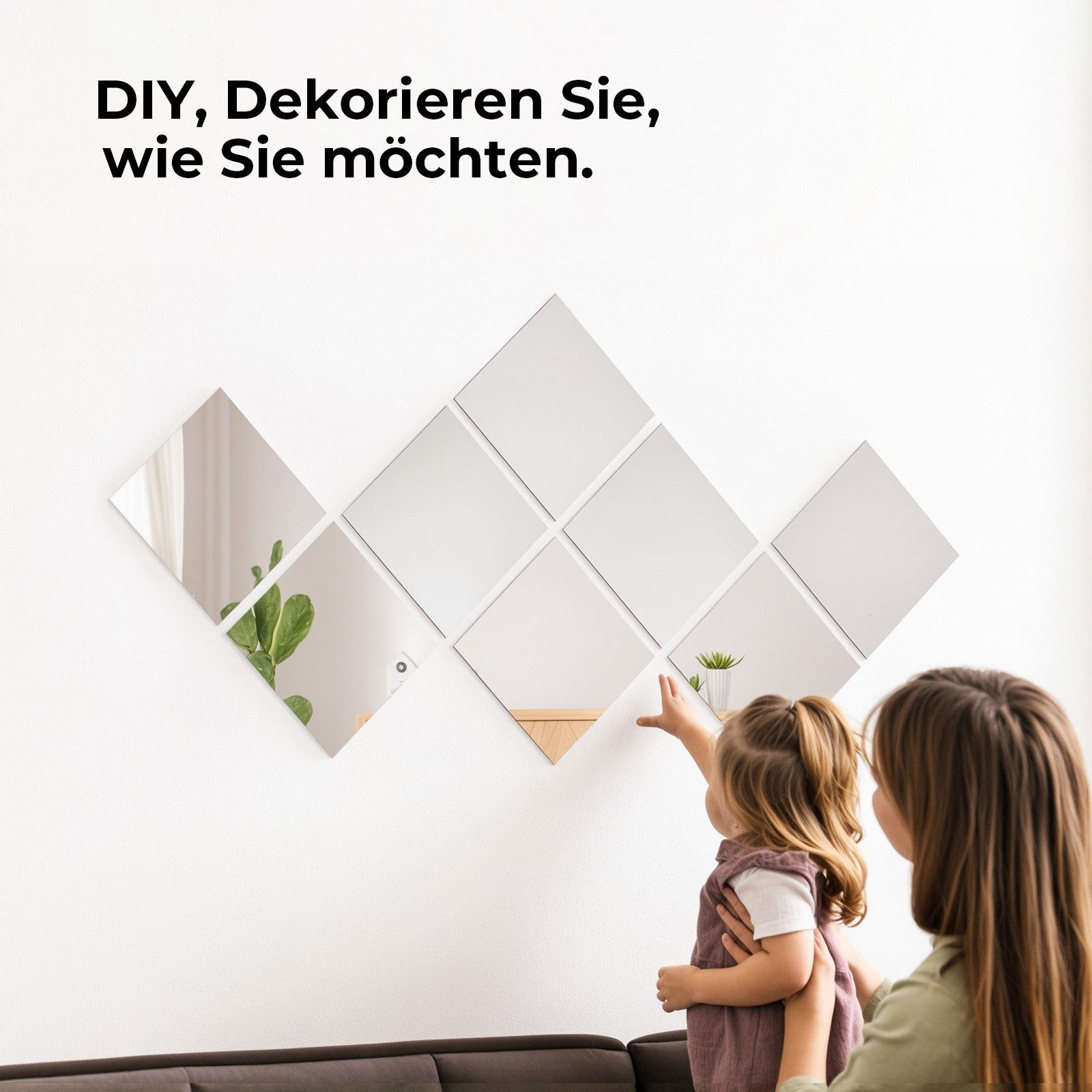 Heilmetz Dekospiegel 15 x 15 cm Spiegelfliesen selbstklebend Wandspiegel (8-St) – Bild 2 von 5