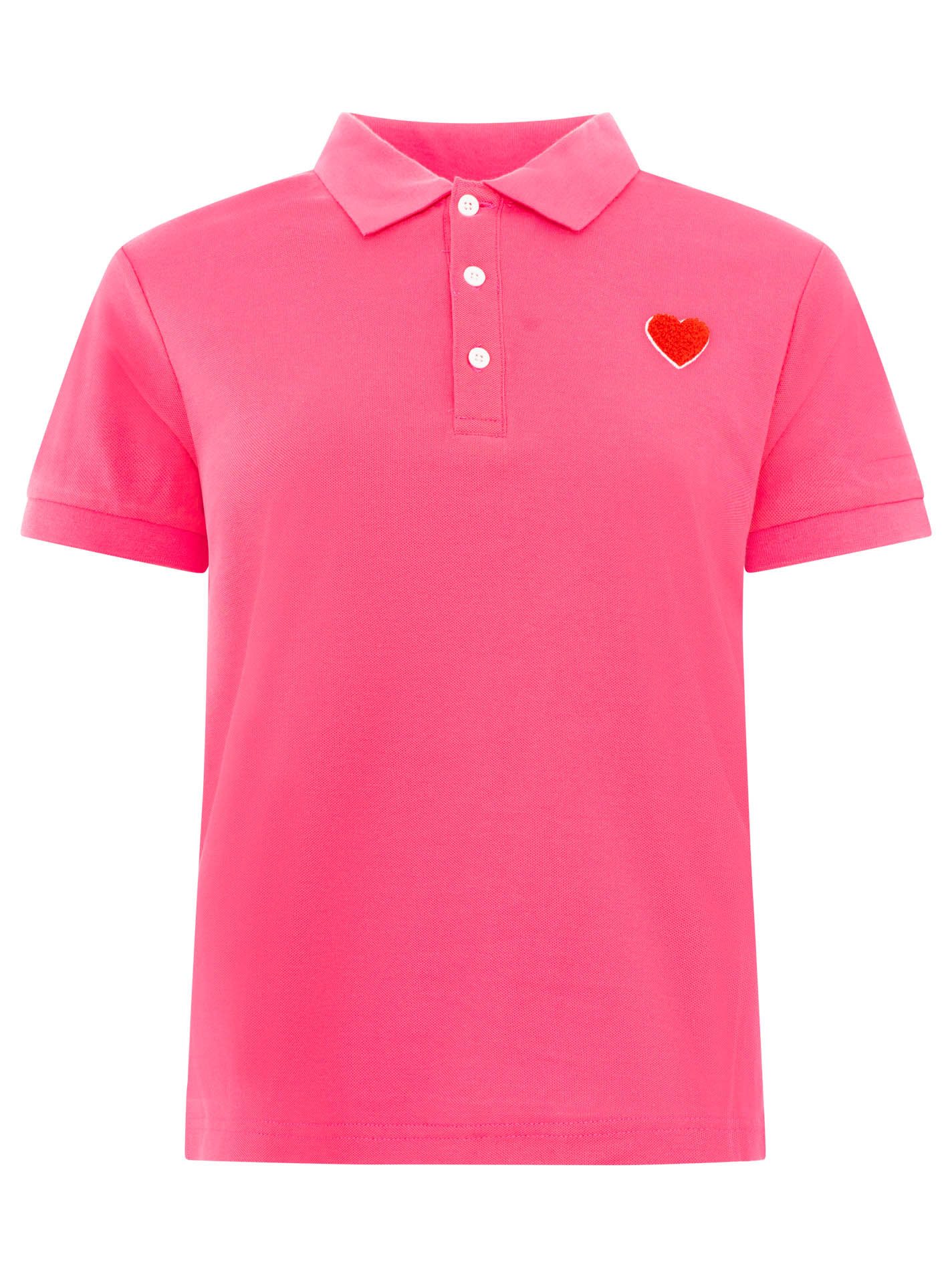 Zwillingsherz Poloshirt Herz unifarben, Polokragen mit Knopfleiste, Herz-Patch – Bild 3 von 5