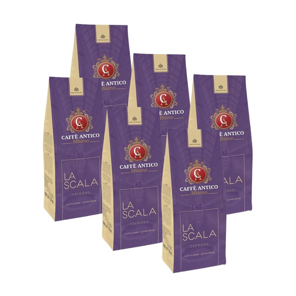 Caffe Antico Milano Kaffee La Scala 6x1kg Bohnen Kaffeebohnen, 6 x 1000 g, intensiv, vollmundig