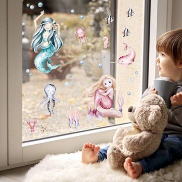 nikima Fensterbild Fensterbilder Meerjungfrauen selbstklebend