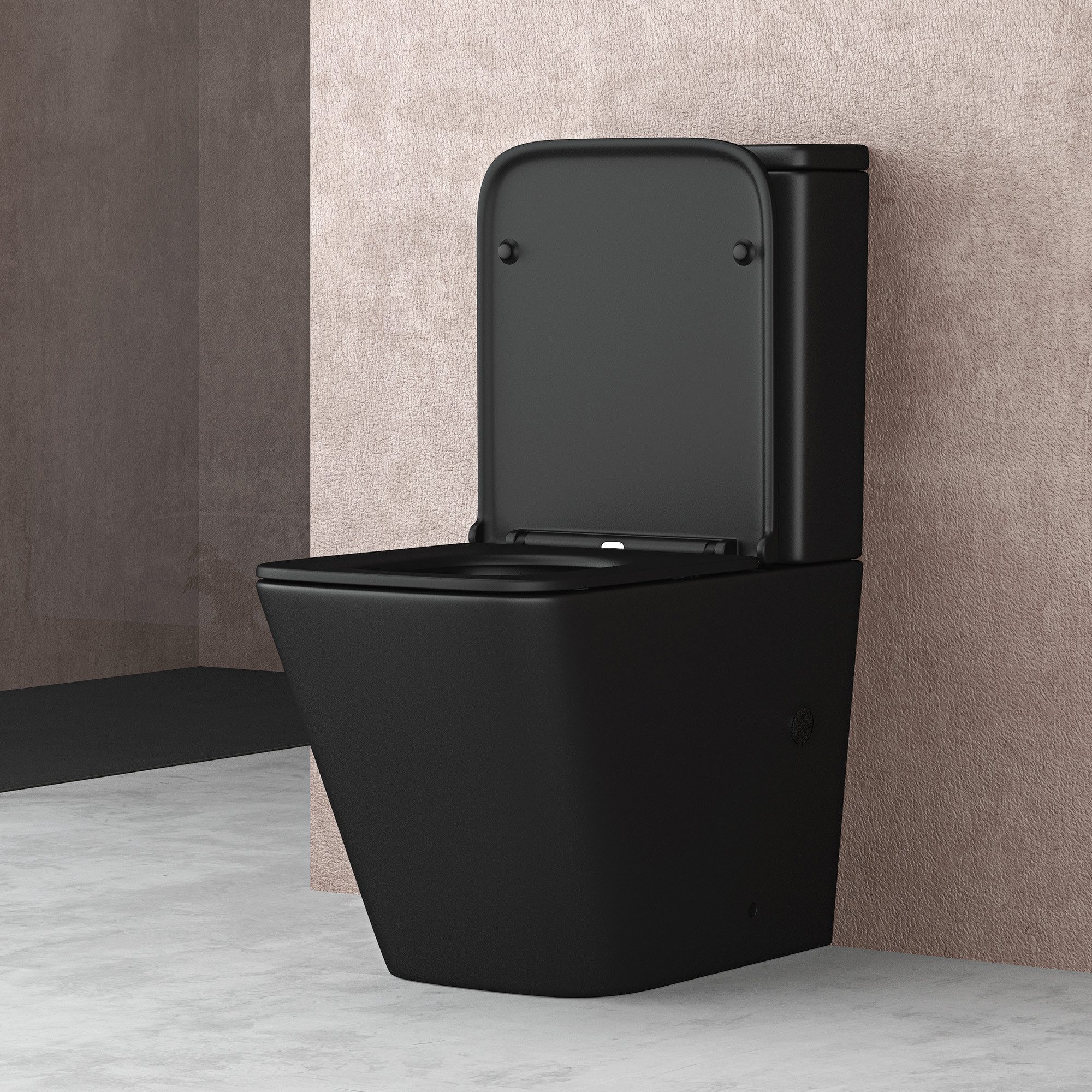 doporro Tiefspül-WC Stand-WC bodenstehend Design Toilette Silent-Close spülrandlose, Wandmontage – Bild 3 von 5