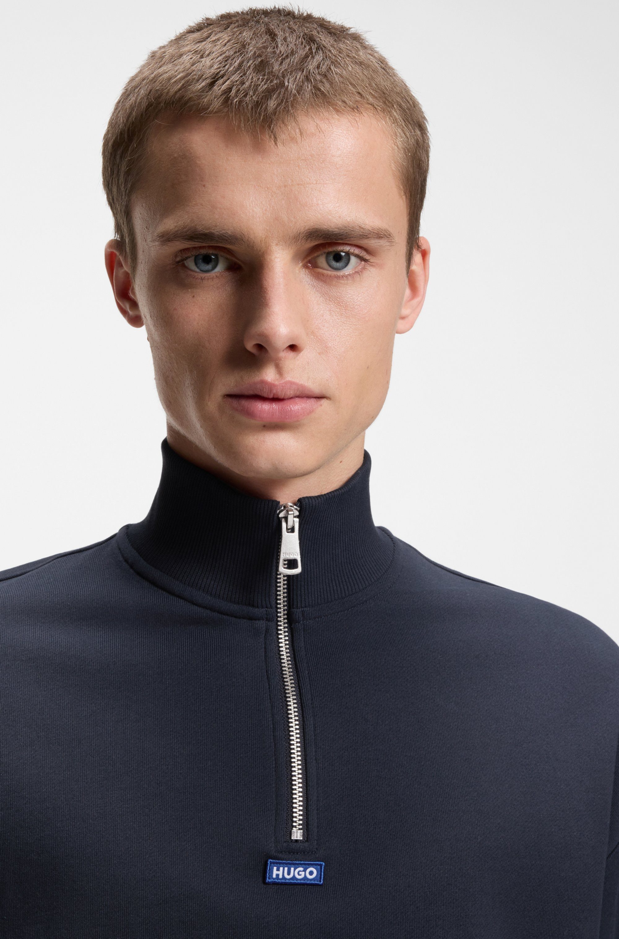 HUGO Blue Sweatshirt Neeler mit Troyerkragen
