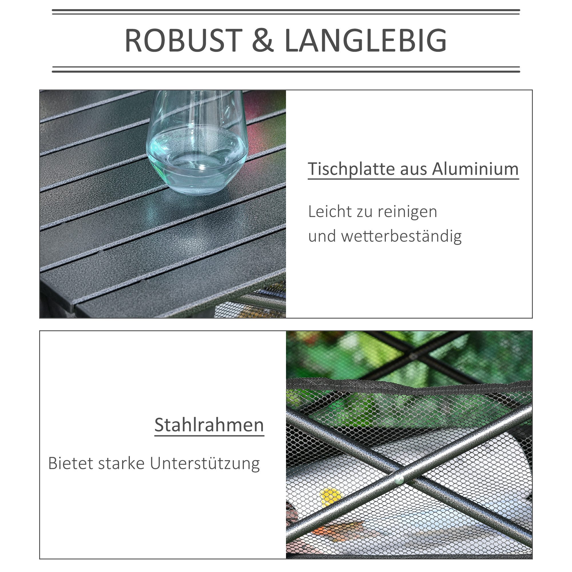 CHICFURN Campingtisch Faltbarer Klapptisch aus Aluminium, leicht und tragbar (Packung, 1-St., Mit Netztasche, praktisches Design für Outdoor-Nutzung), 70x70x69 cm, Farbe Schwarz
