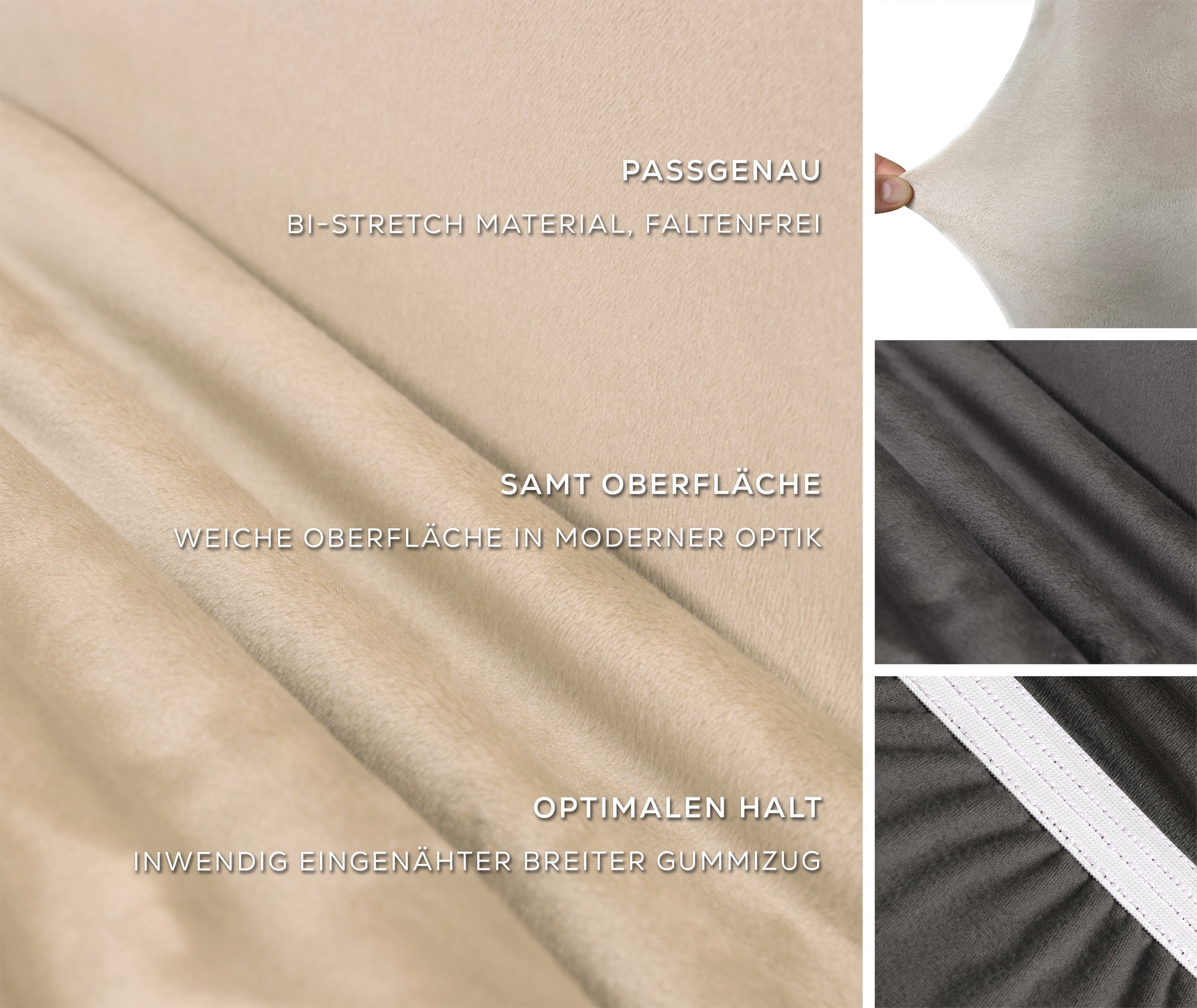 Beautex Stuhlhusse Samt lang Stretch für Stühle Eva elastisch