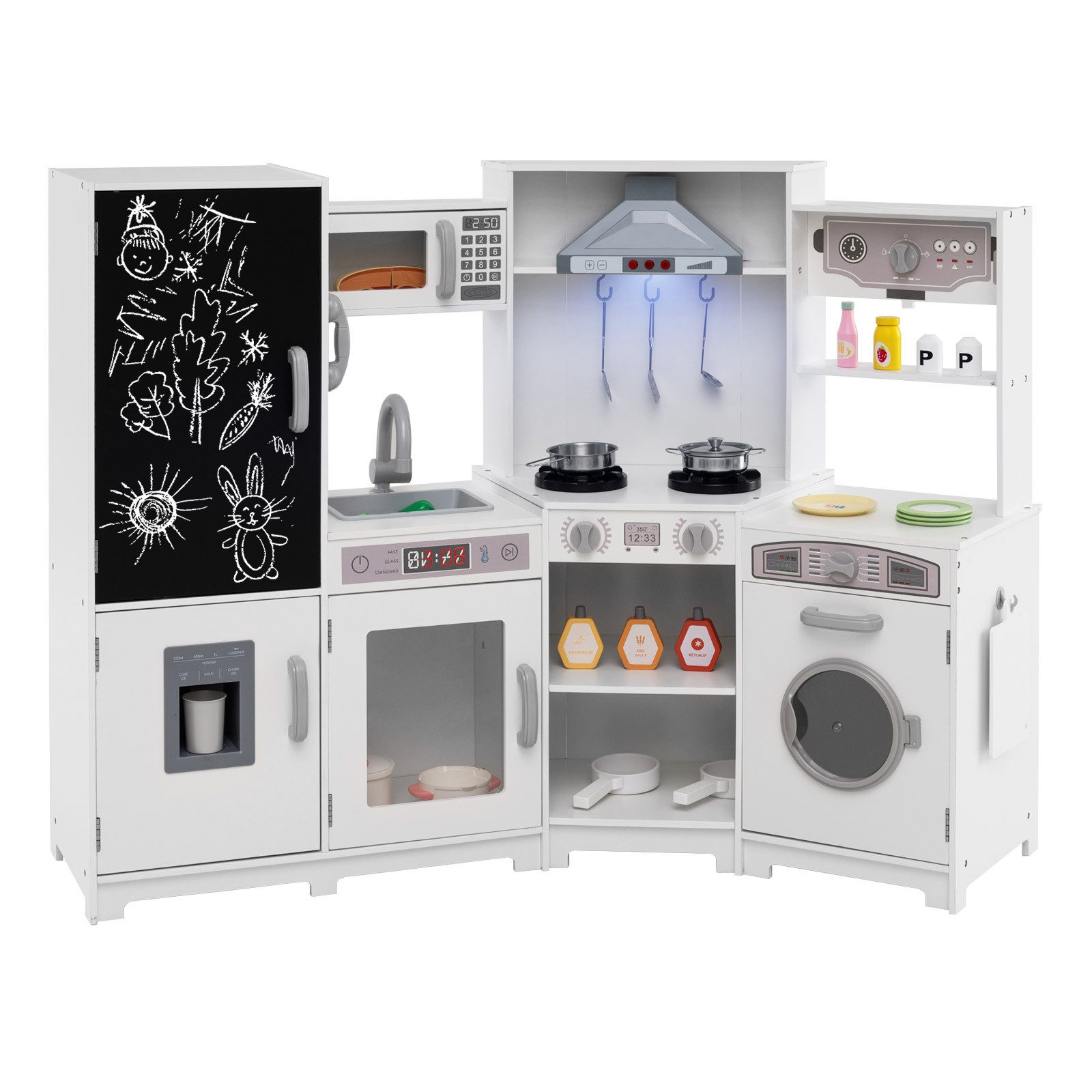 COSTWAY Spielküche Holz, Kinder Holz, Kinder-Küchenset mit Licht und Sound günstig online kaufen