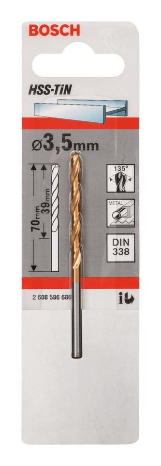 Thumbnail - BOSCH Metallbohrer, HSS-TiN (DIN 338) - 3,5 x 39 x 70 mm - 1er-Pack