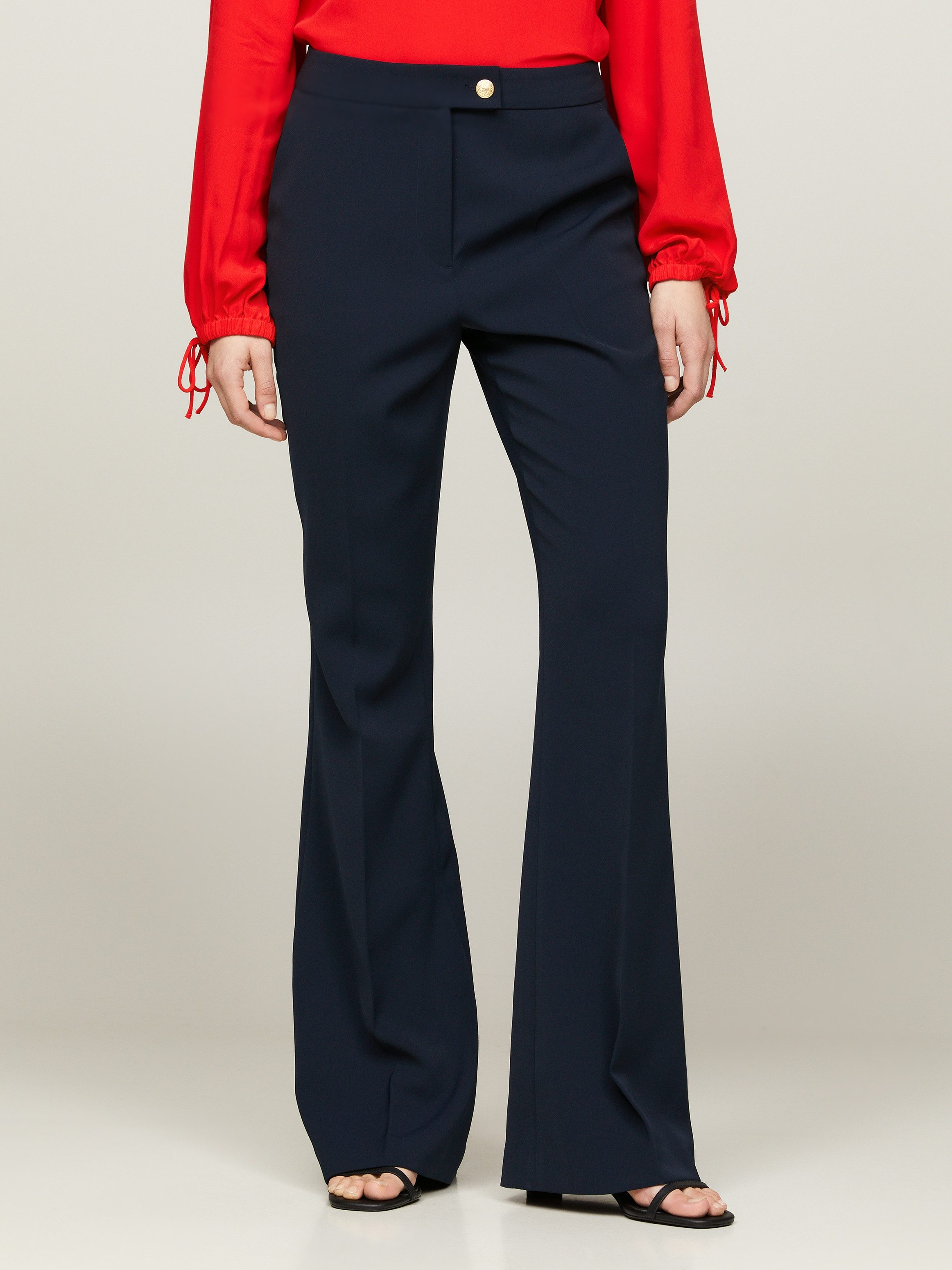 Tommy Hilfiger Webhose GOLD BUTTON FLARE PANT mit Bügelfalten