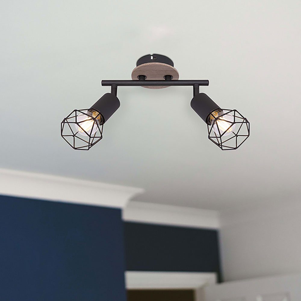 verstellbar inklusive, nicht Leuchtmittel Strahler Deckenlampe Holz LED Globo Wohnzimmerleuchte Industrial Deckenspot,