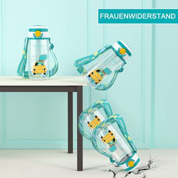 GelldG Trinkflasche Trinkflasche mit Strohhalm, wiederverwendbare Kinder 500ml Tritan