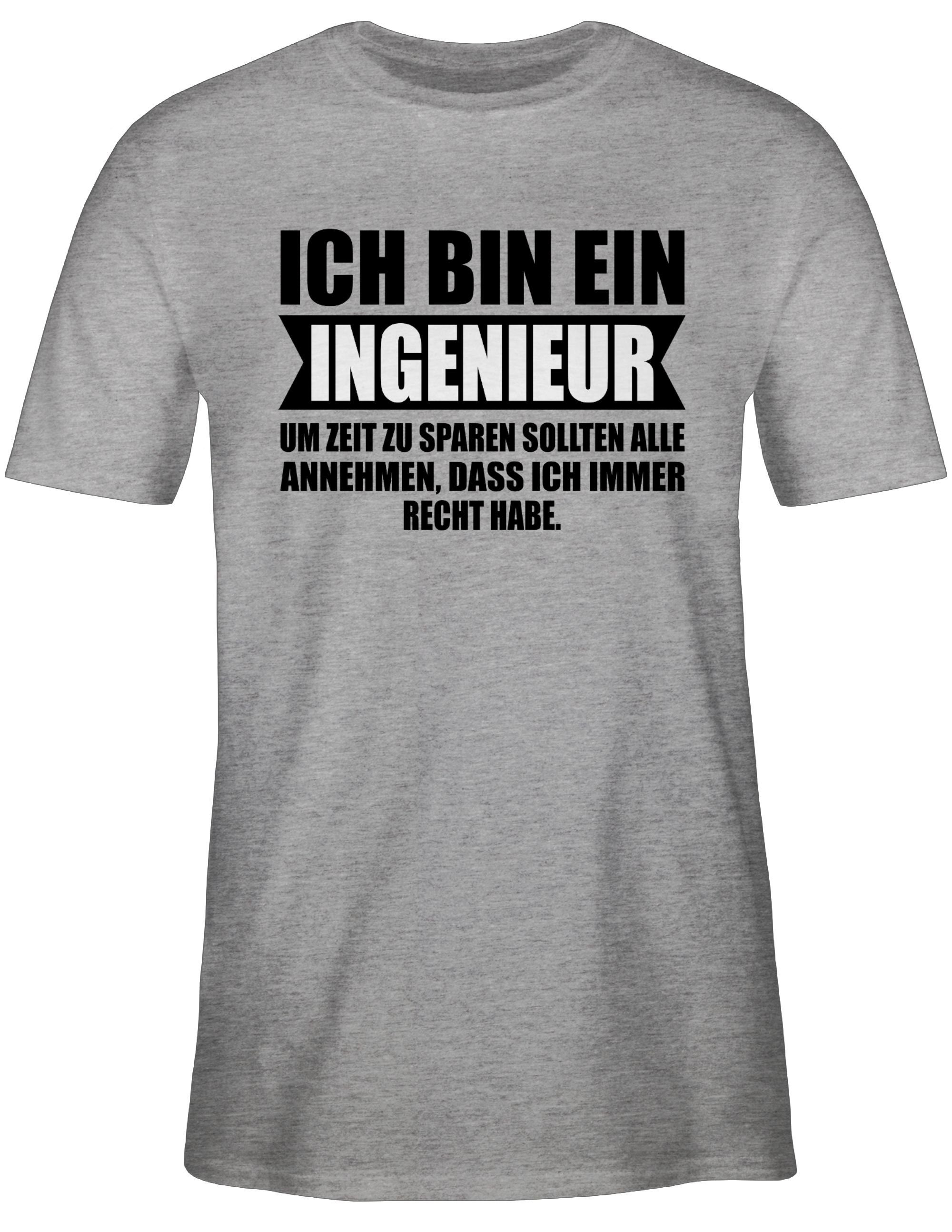 Ingenieur Shirtracer und T-Shirt Job Beruf 01 bin Geschenke meliert Grau Ich