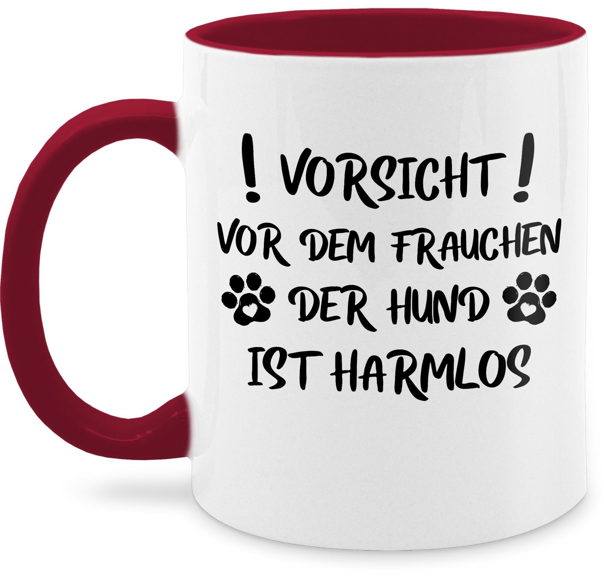 Shirtracer T-Shirt Damen – „Vorsicht Vor Dem Frauchen, Der Hund Ist Harmlos“ – Lustiges Geschenk Für Hundebesitzer