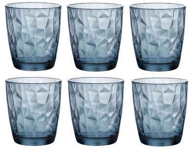 Bormioli Rocco Longdrinkglas Bormioli Rocco Diamond Ocean Blue Acqua Tumbler 305 ml 6er set, Glas