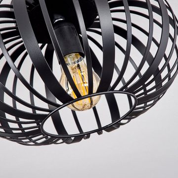 hofstein Deckenleuchte »Aidone« runde Deckenlampe aus Metall in Schwarz, ohne Leuchtmittel, E27, Leuchte mit Lichteffekt durch Gitter-Optik