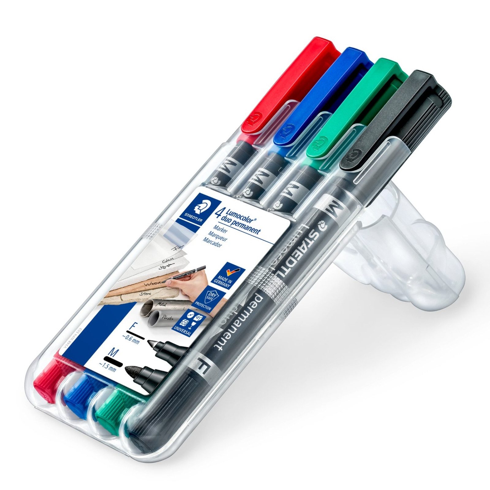 STAEDTLER Malstift STAEDTLER Lumocolor Permanent-Marker duo - 0,6+1,5 mm - 4er Box
