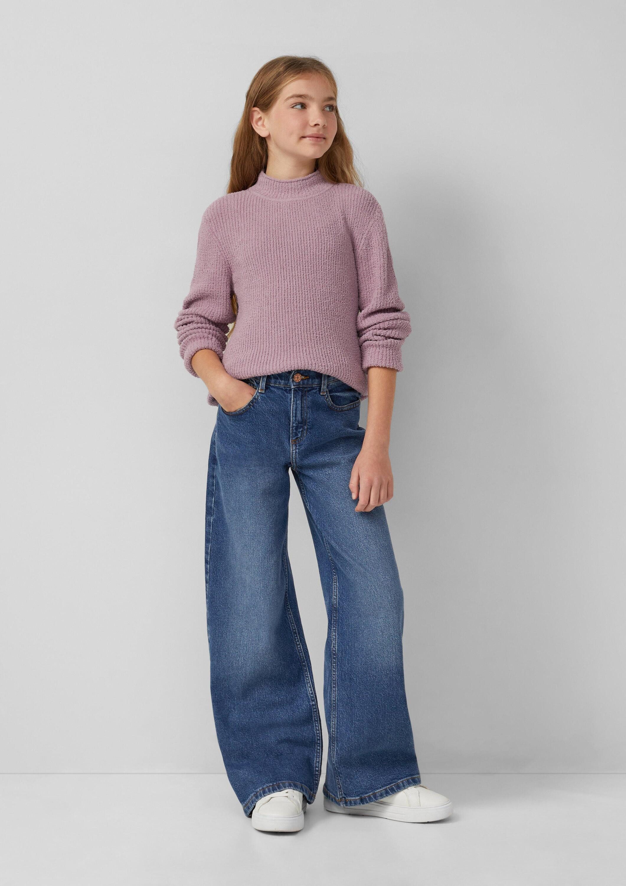 s.Oliver Longpullover Strickpullover Strickpullover im Slim Fit mit Stehkragen