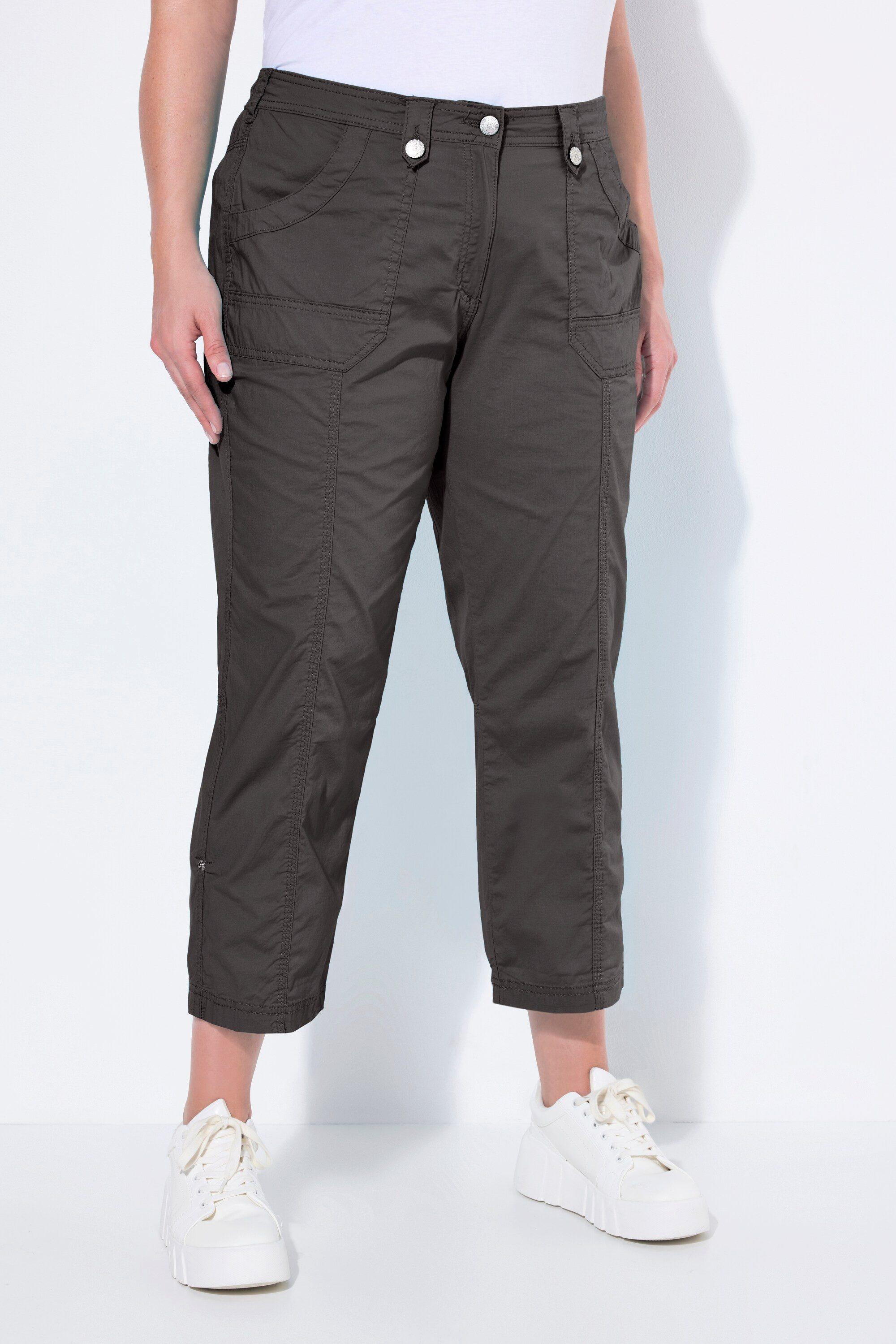 Ulla Popken Funktionshose 7/8-Cargohose Krempelriegel Komfortbund