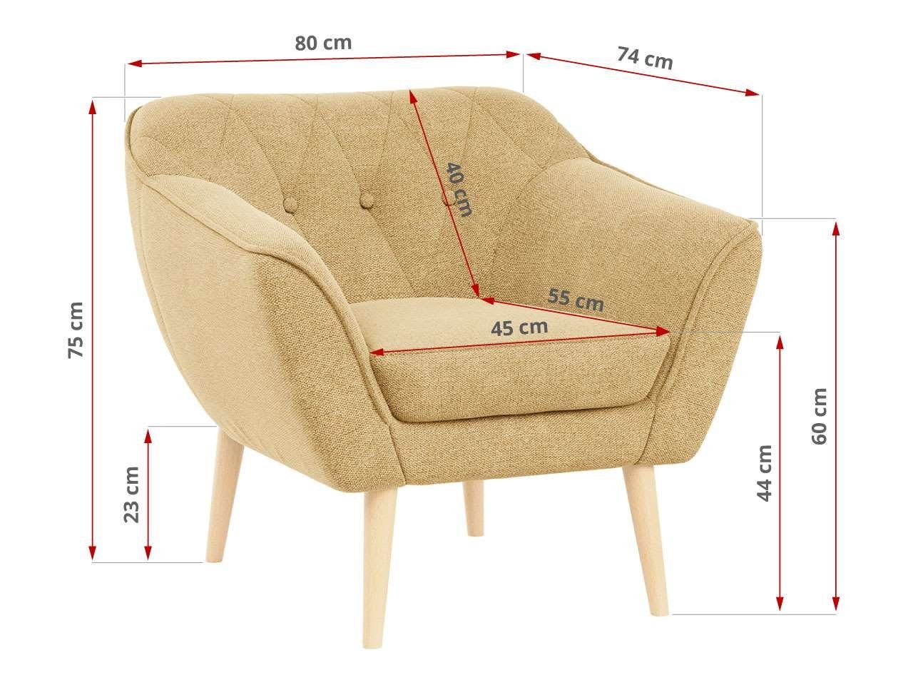 Gesteppte MÖBEL Skandinavischer Sitzer, 1 Holzbeine PIRS Polsterung, Stil, Sofa MKS